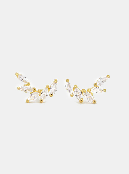 CZ Marquise Leaf Stud Earrings