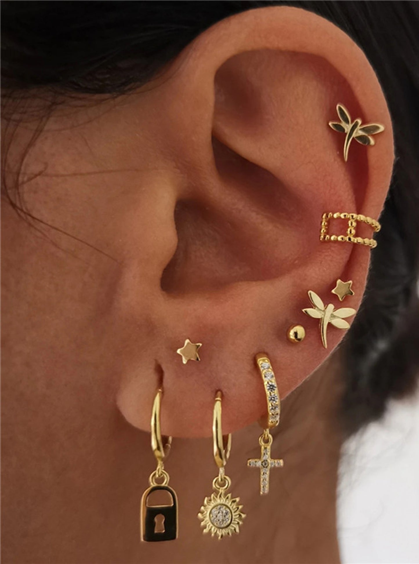 Hoop Earrings w/ CZ Sunflower