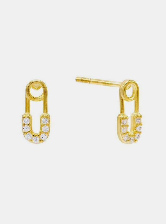 Mini Paper Clip CZ Stud Earrings