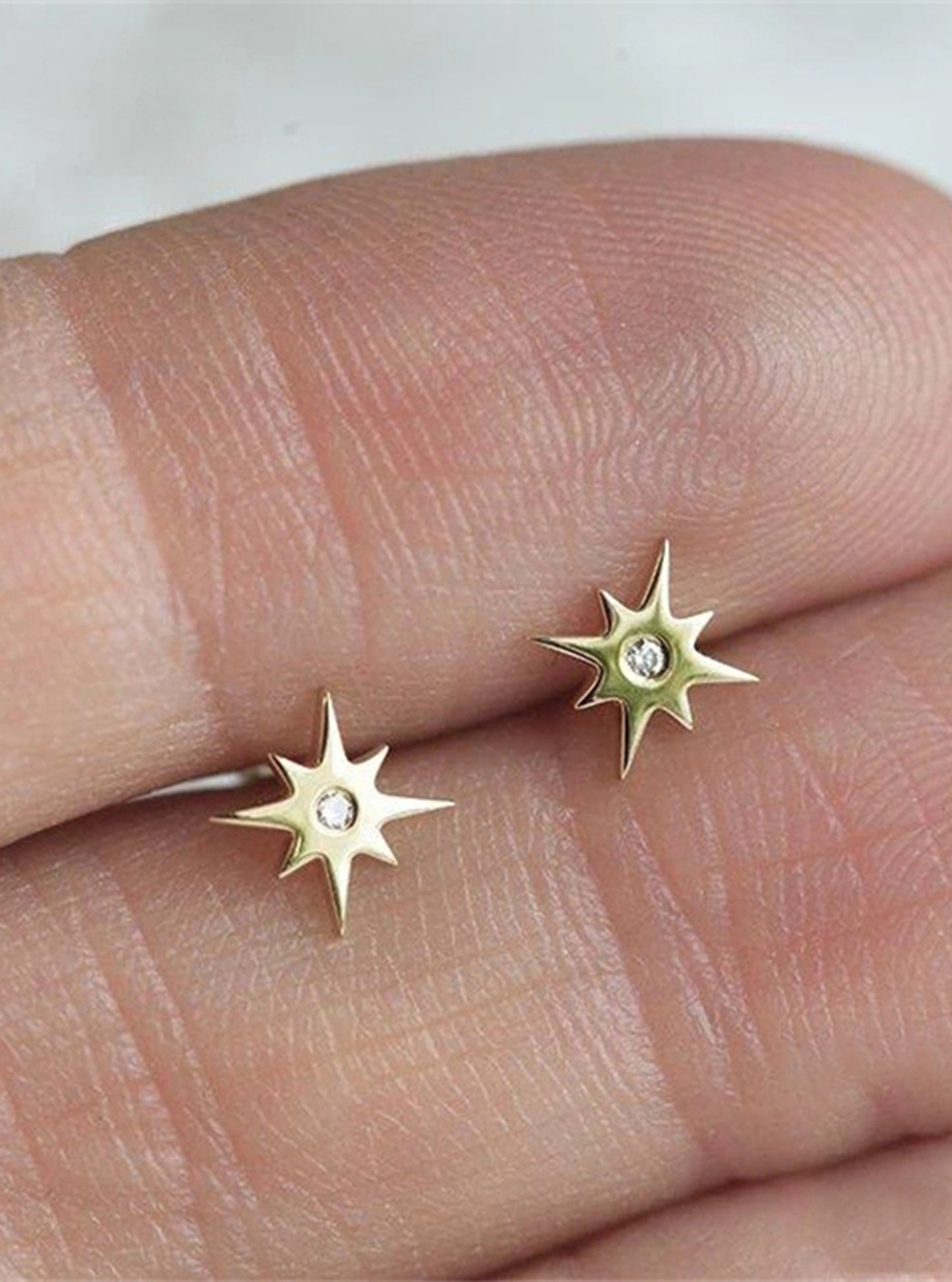 Minimalist Small Star CZ Stud Earrings