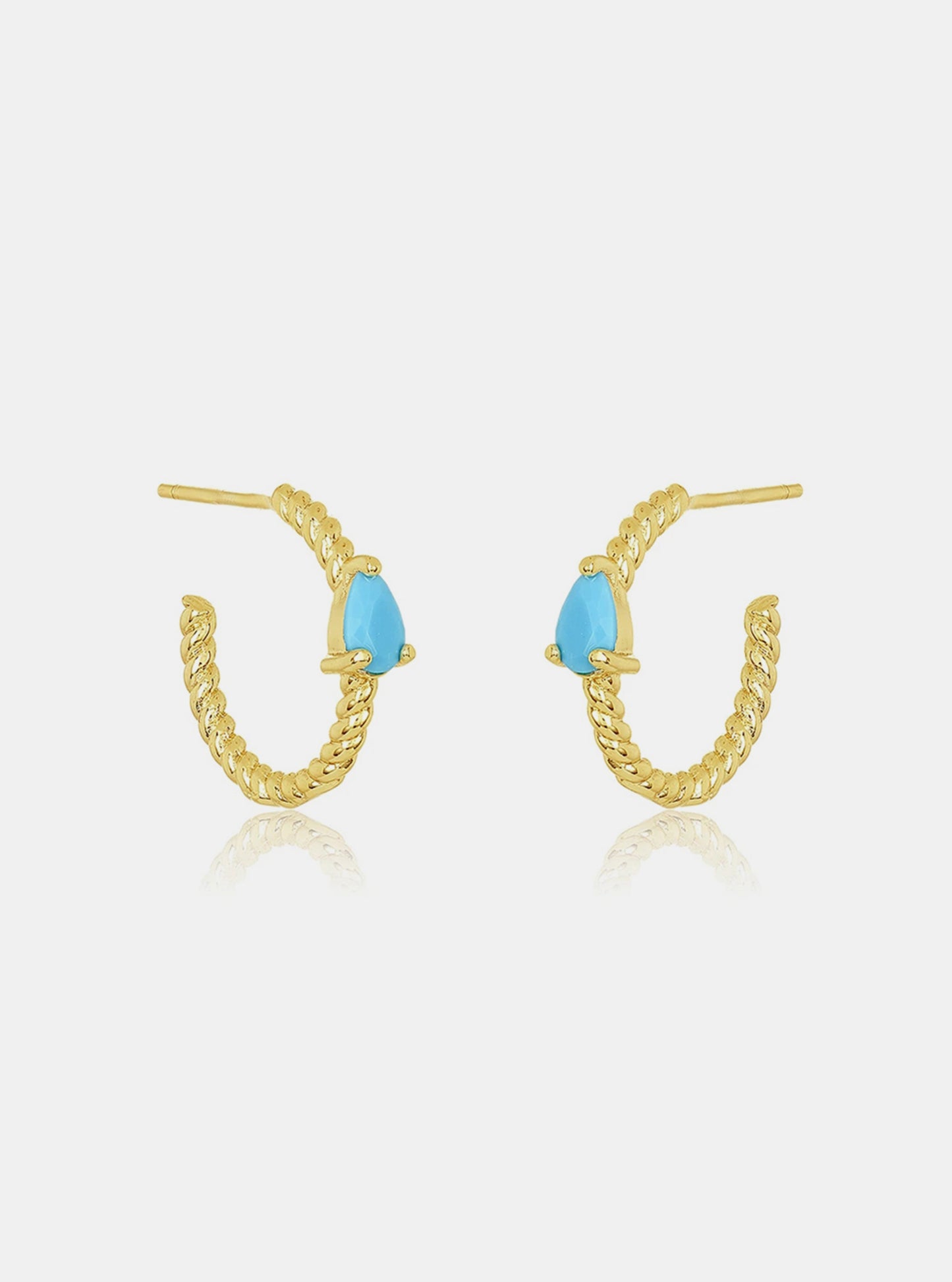 Turquoise Retro Chain Twist Hoops