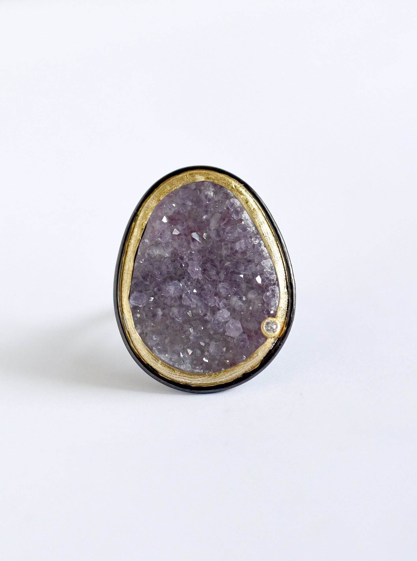 Shining Druzy Large Free-Form Shape Ring