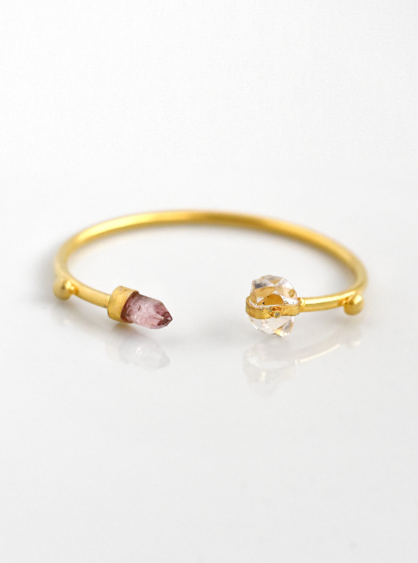 Herkimer Quartz with Tourmaline and Diamond Bangle
