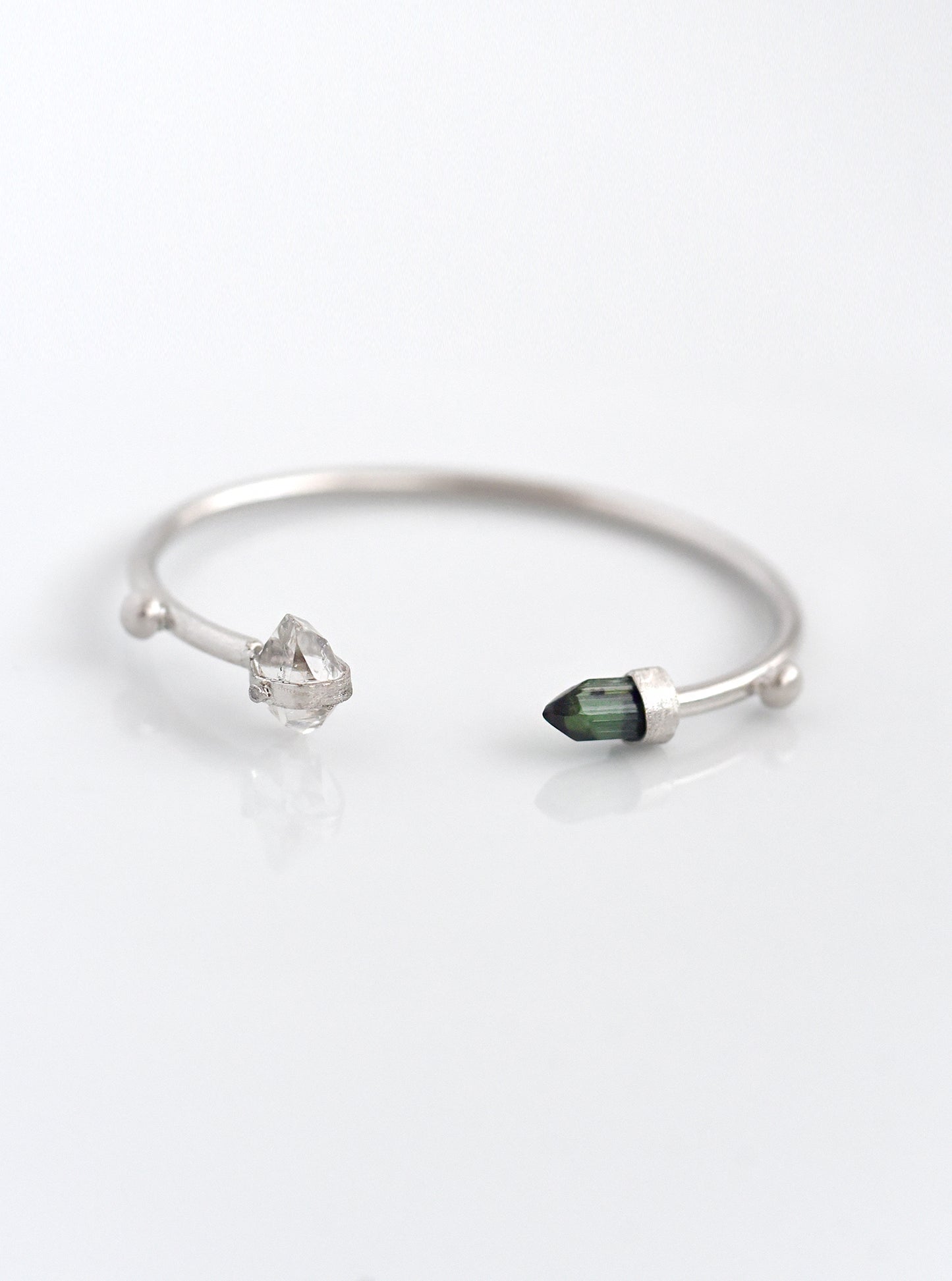 Herkimer Quartz with Tourmaline and Diamond Bangle