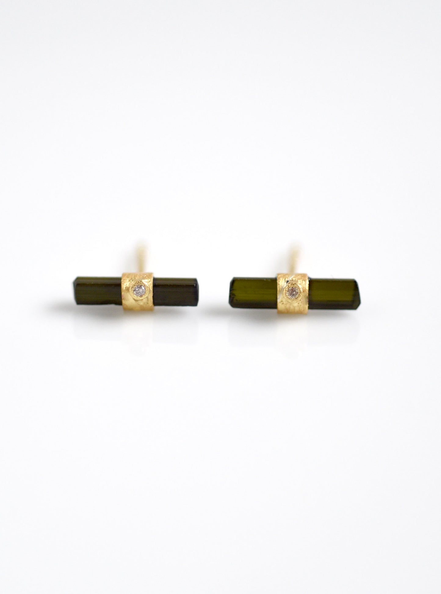 Tourmaline with Diamond Parallel Bar Earring