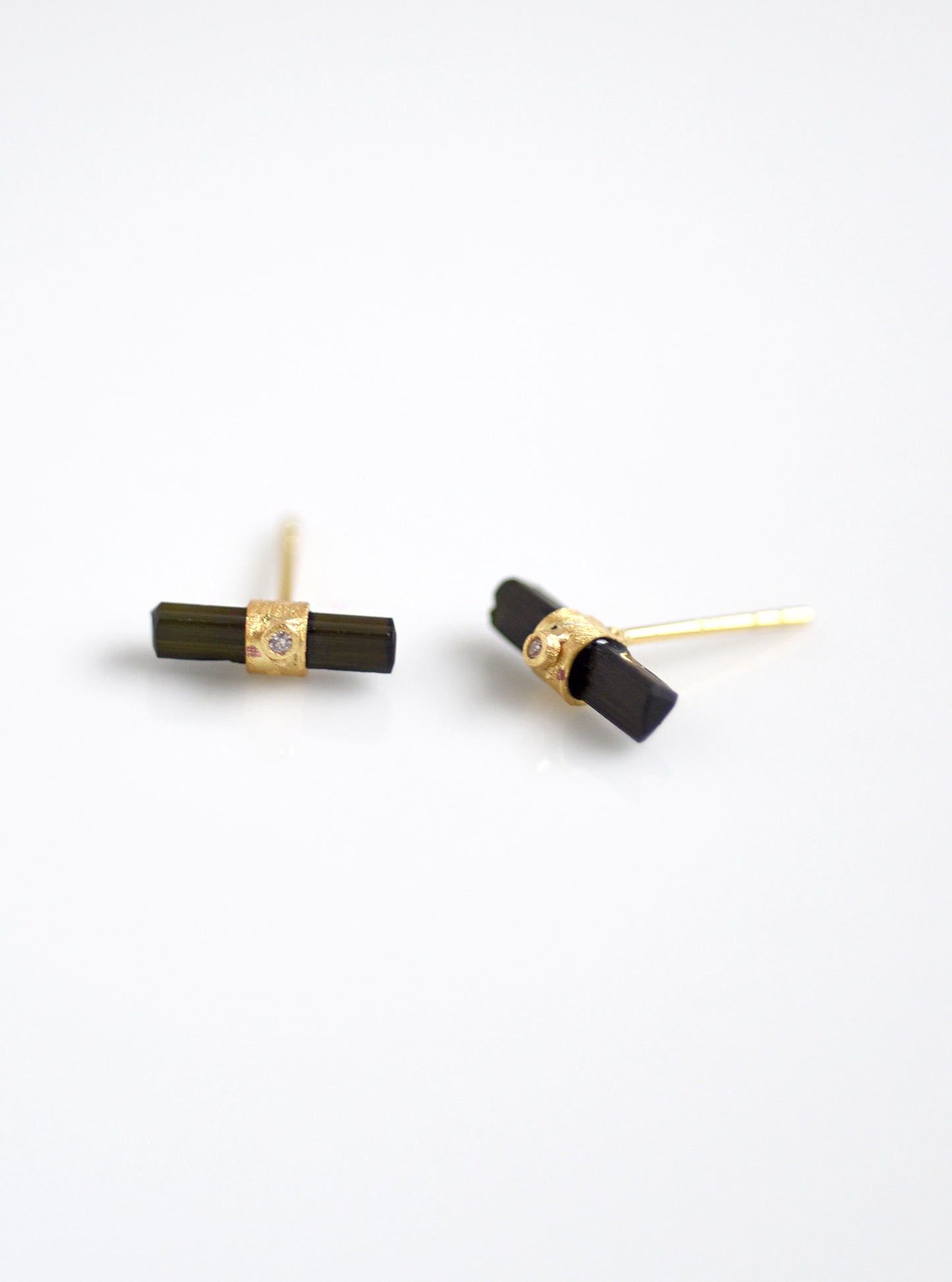 Tourmaline with Diamond Parallel Bar Earring