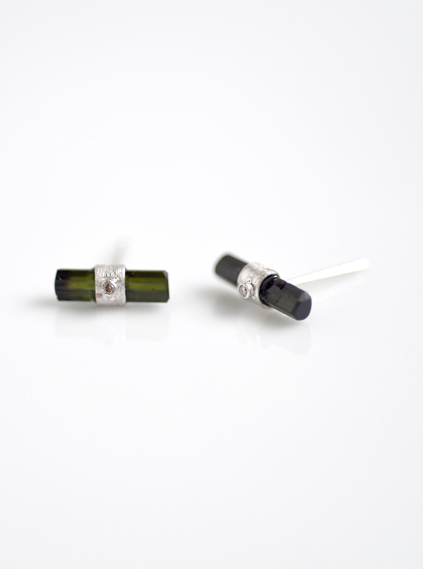 Tourmaline with Diamond Parallel Bar Earring