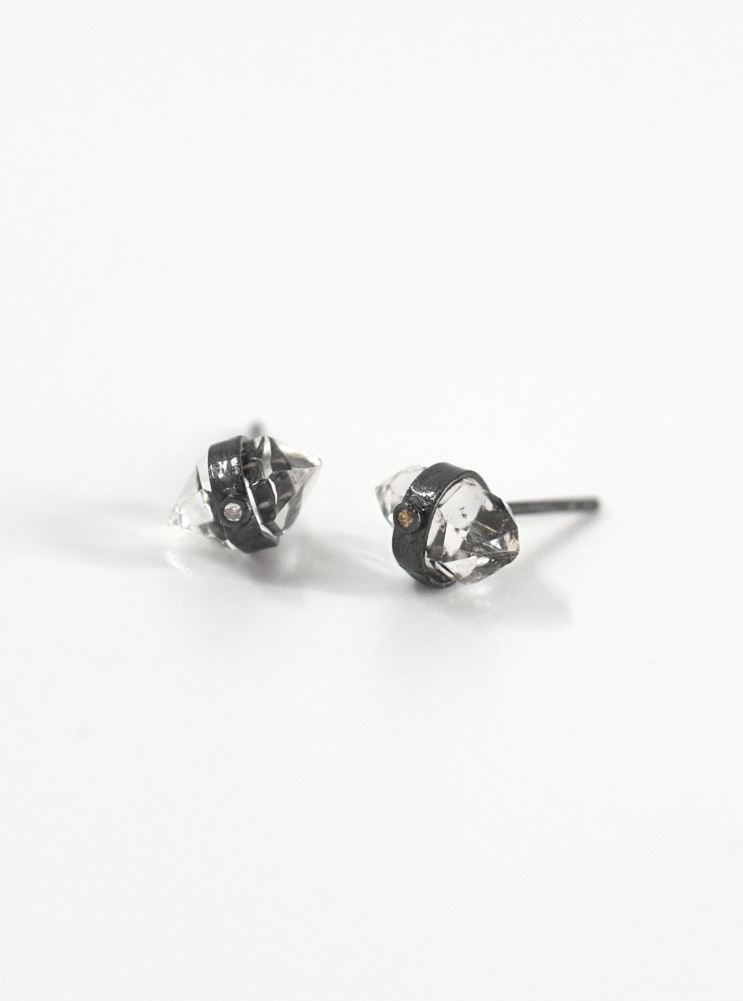 Herkimer Quartz with Diamond Stud Earrings