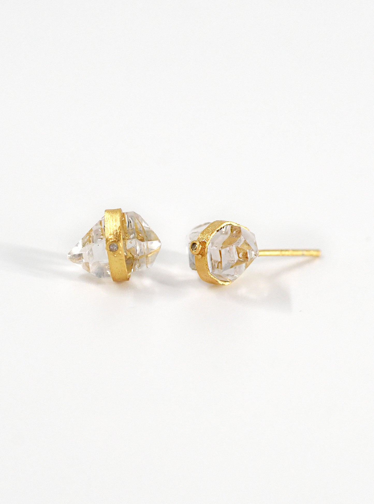Herkimer Quartz with Diamond Stud Earrings