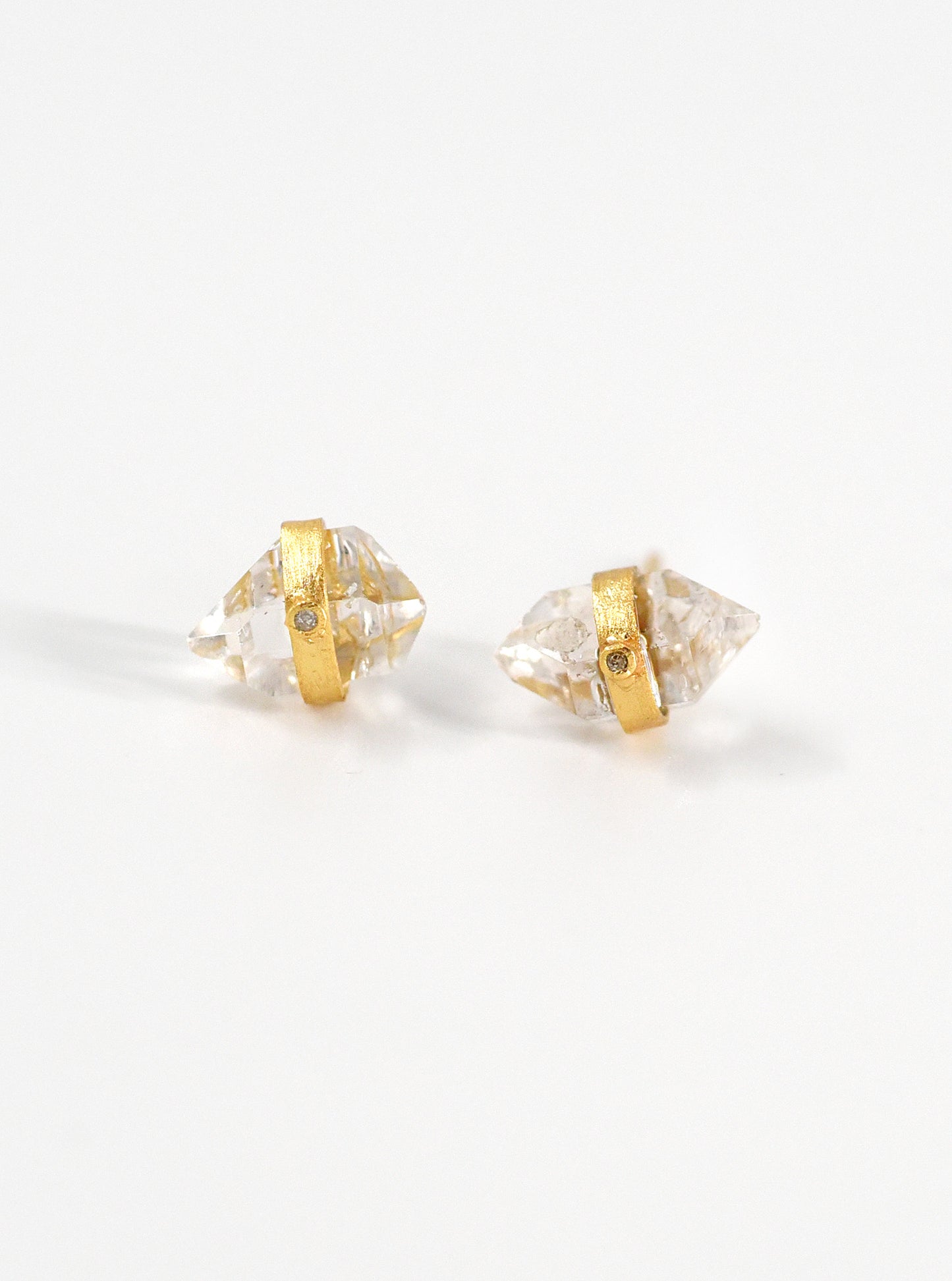 Herkimer Quartz with Diamond Stud Earrings