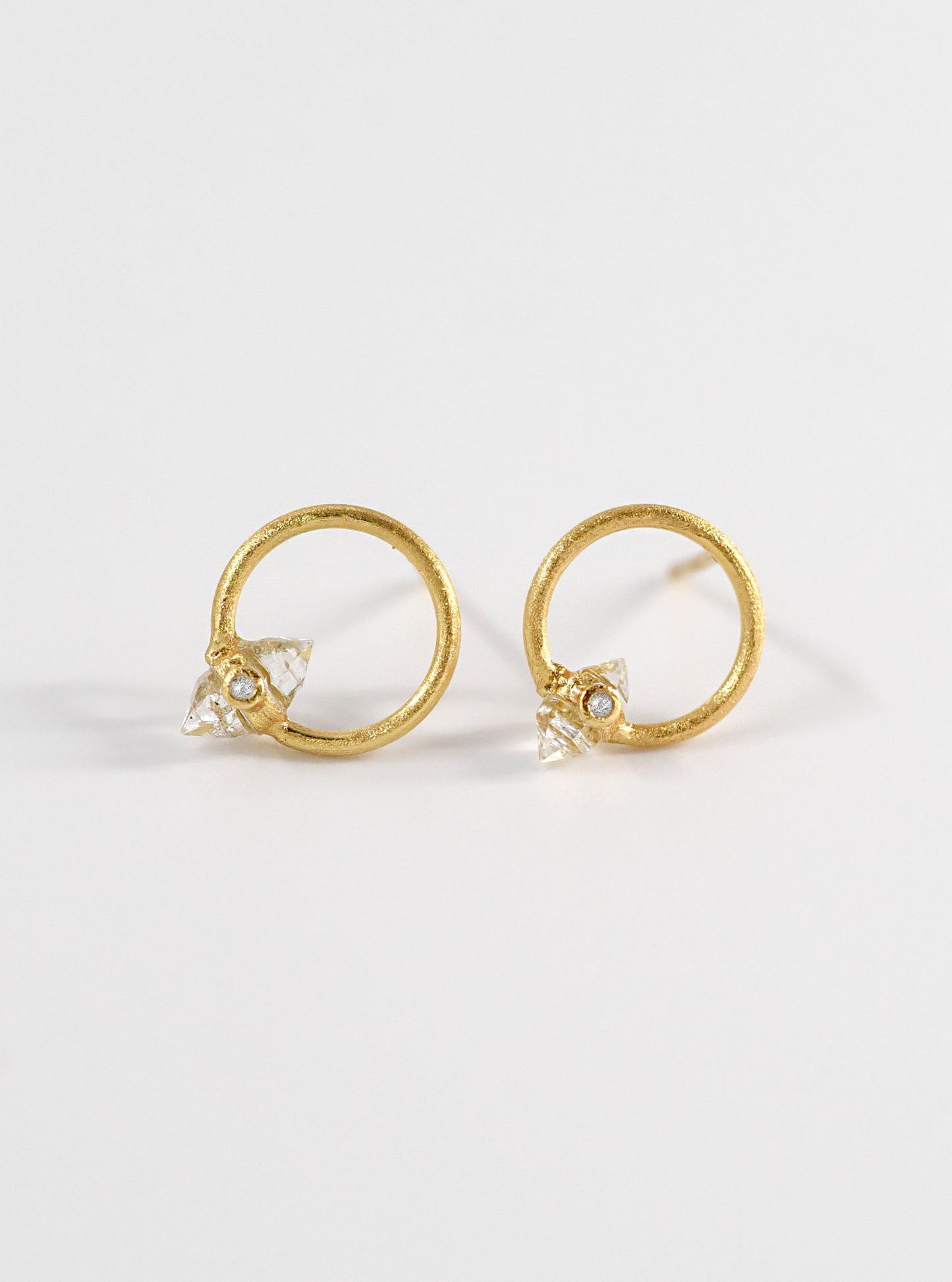 Herkimer Halo Quartz with Diamond Earrings