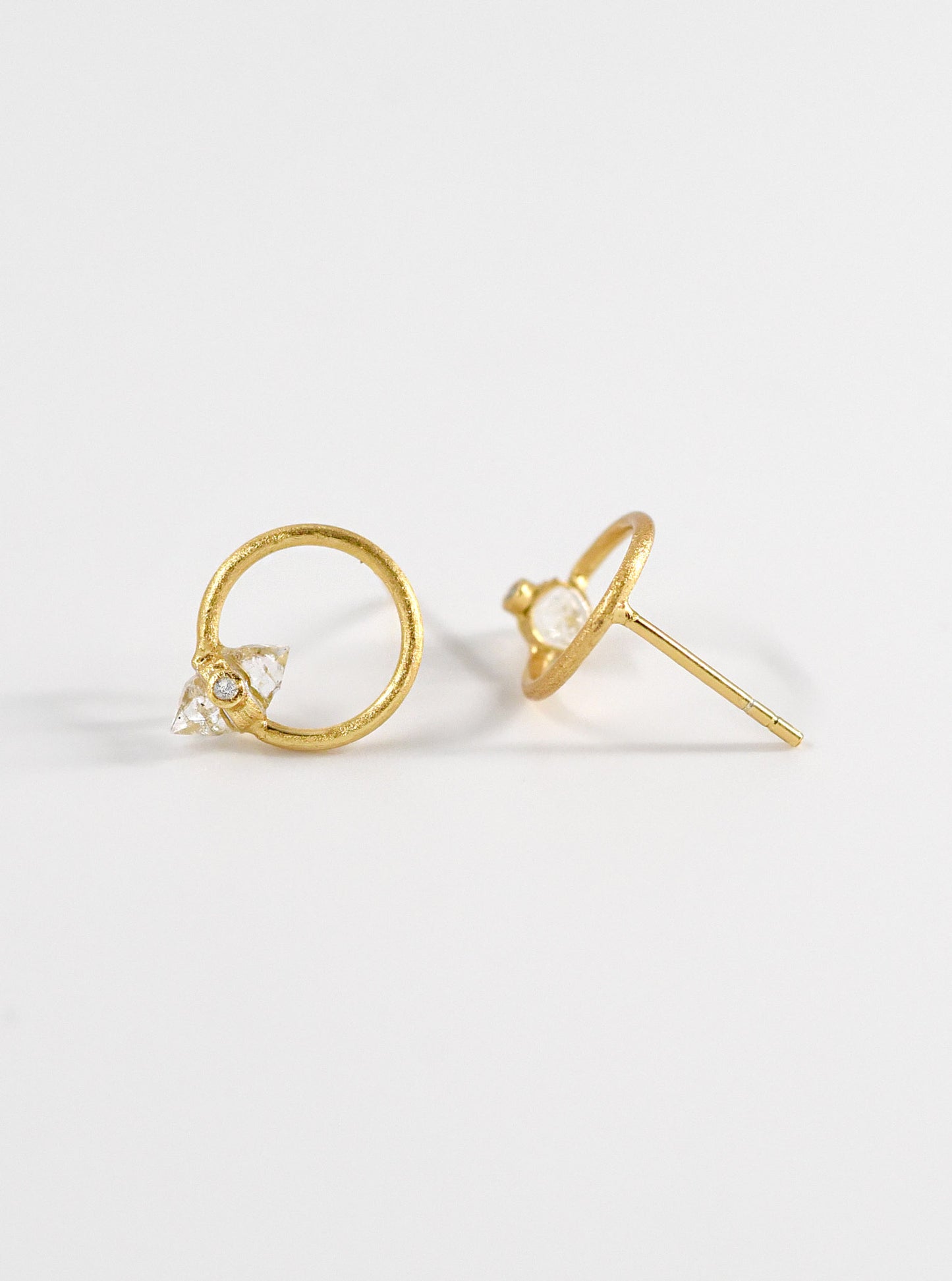 Herkimer Halo Quartz with Diamond Earrings
