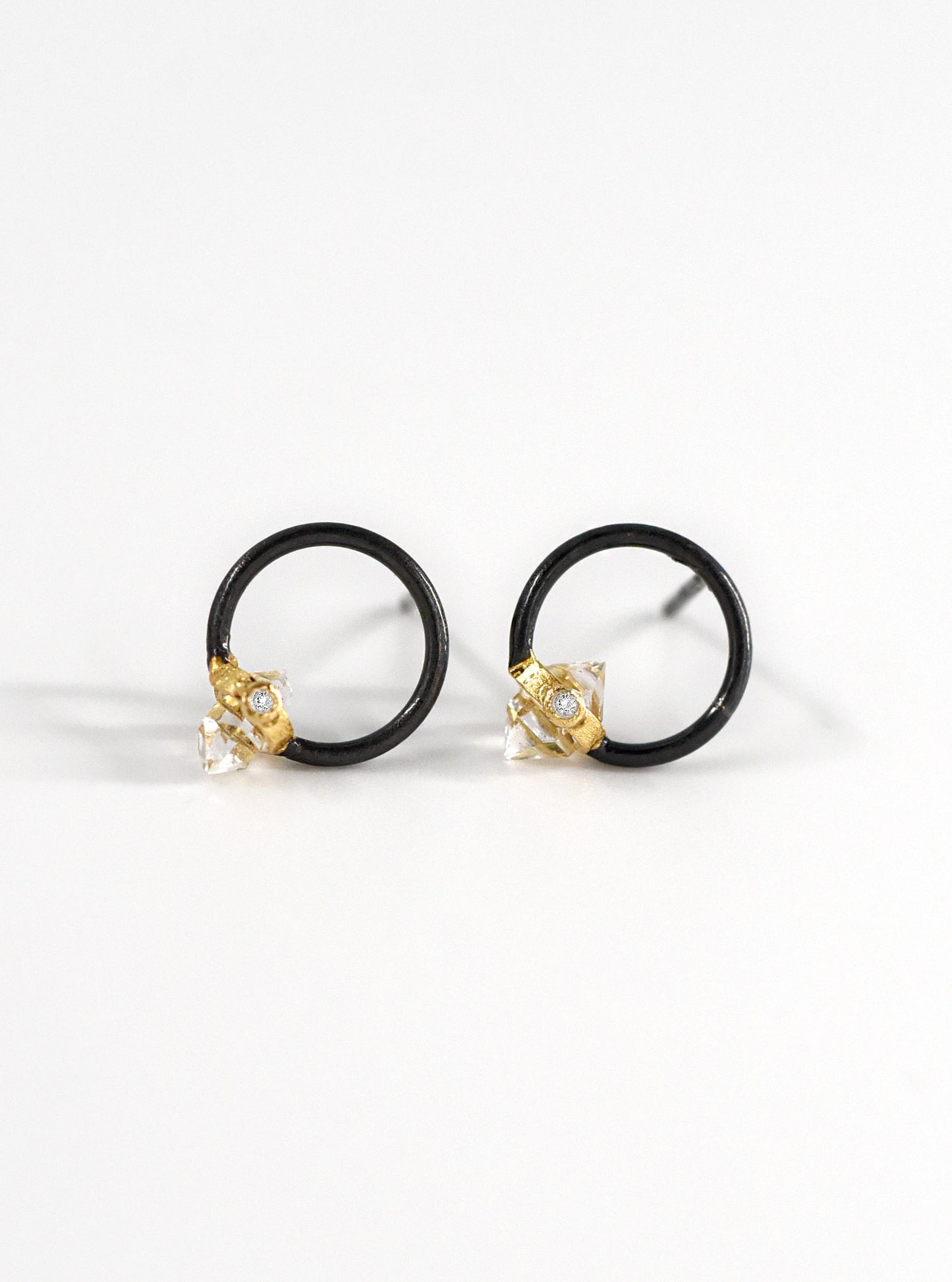 Herkimer Halo Quartz with Diamond Earrings