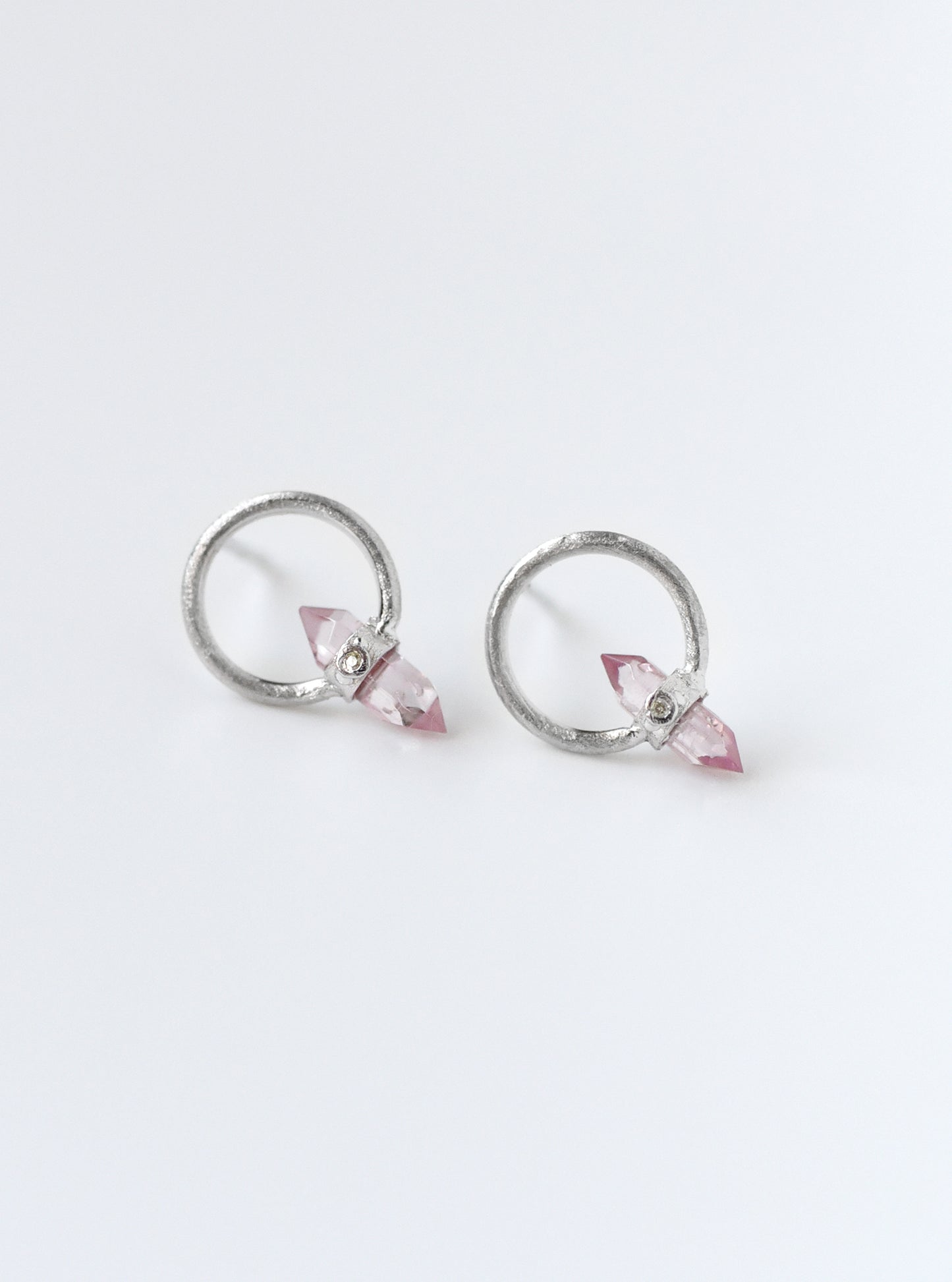 Tourmaline Halo Quartz with Diamond Earrings