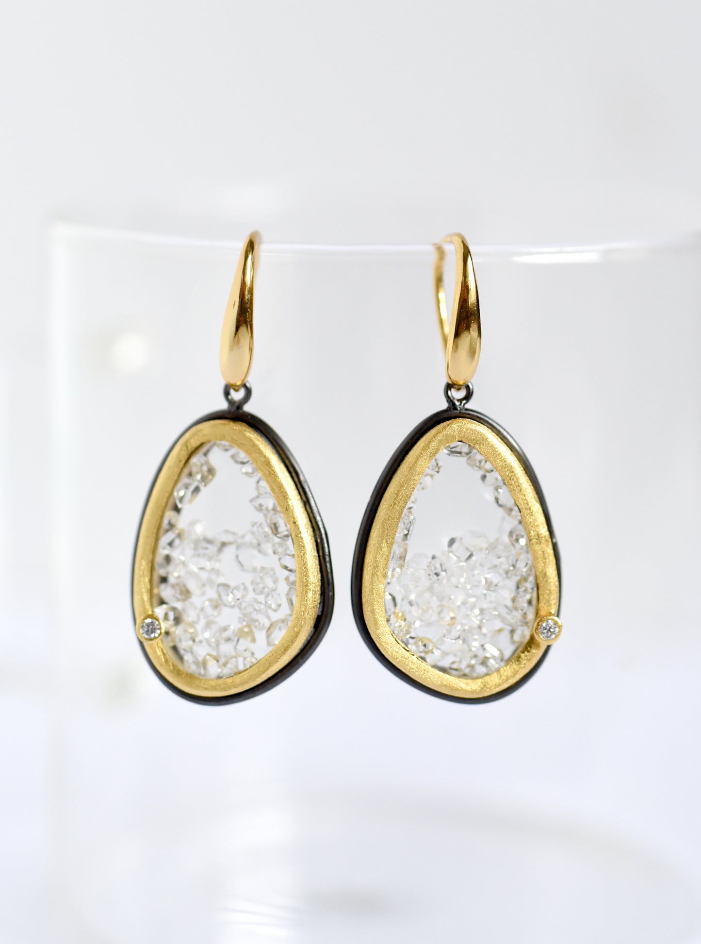Floating Herkimer Diamond Quartz Earring