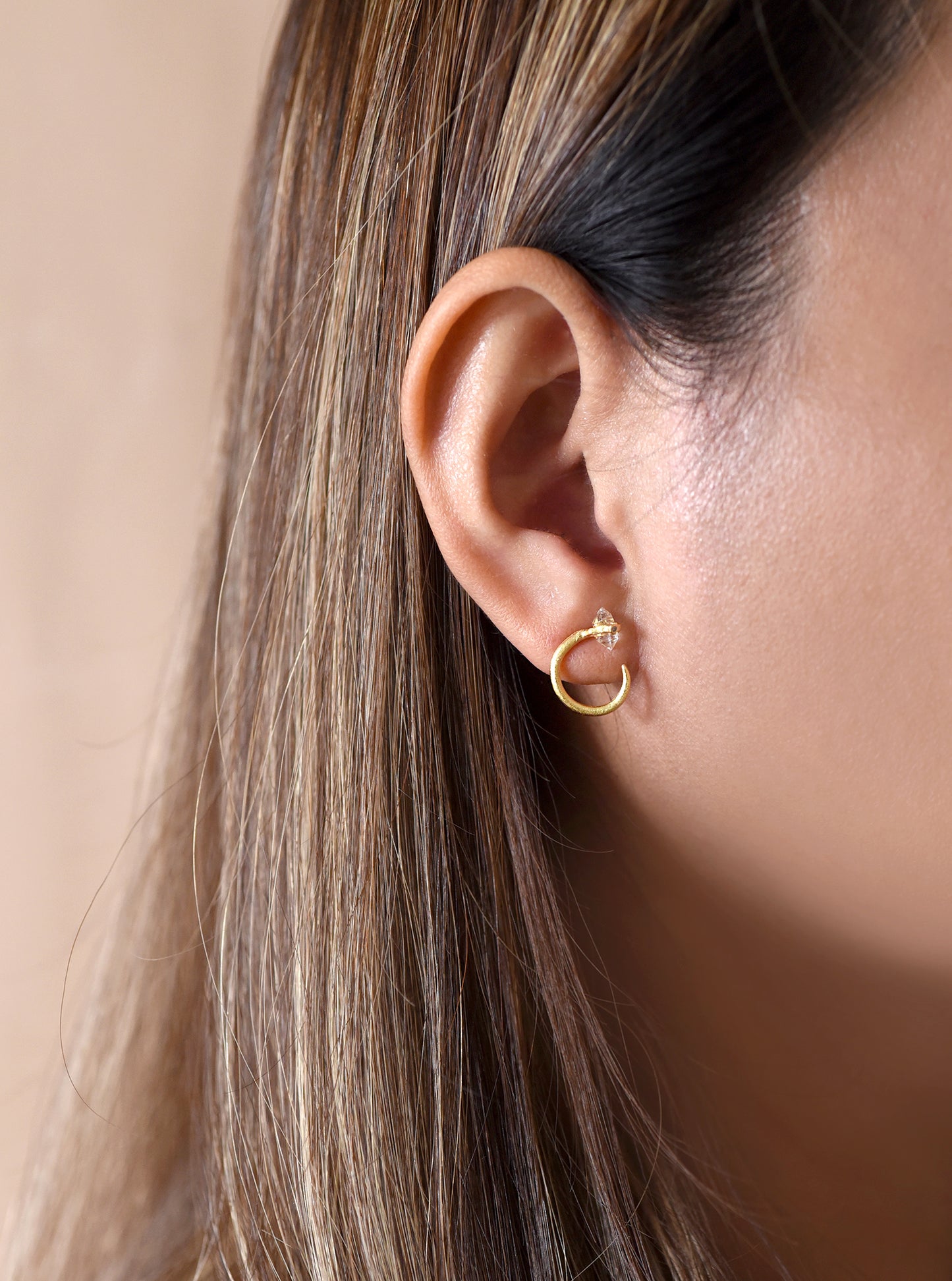 Herkimer Diamond Minimalist Stud Earring