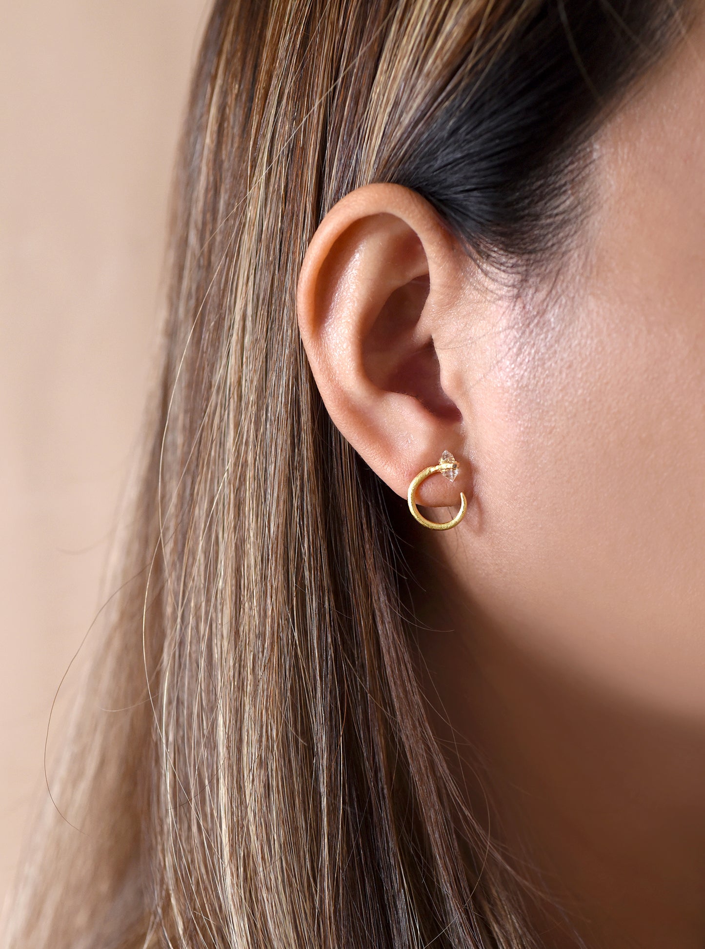 Herkimer  Diamond Minimalist Stud Earring
