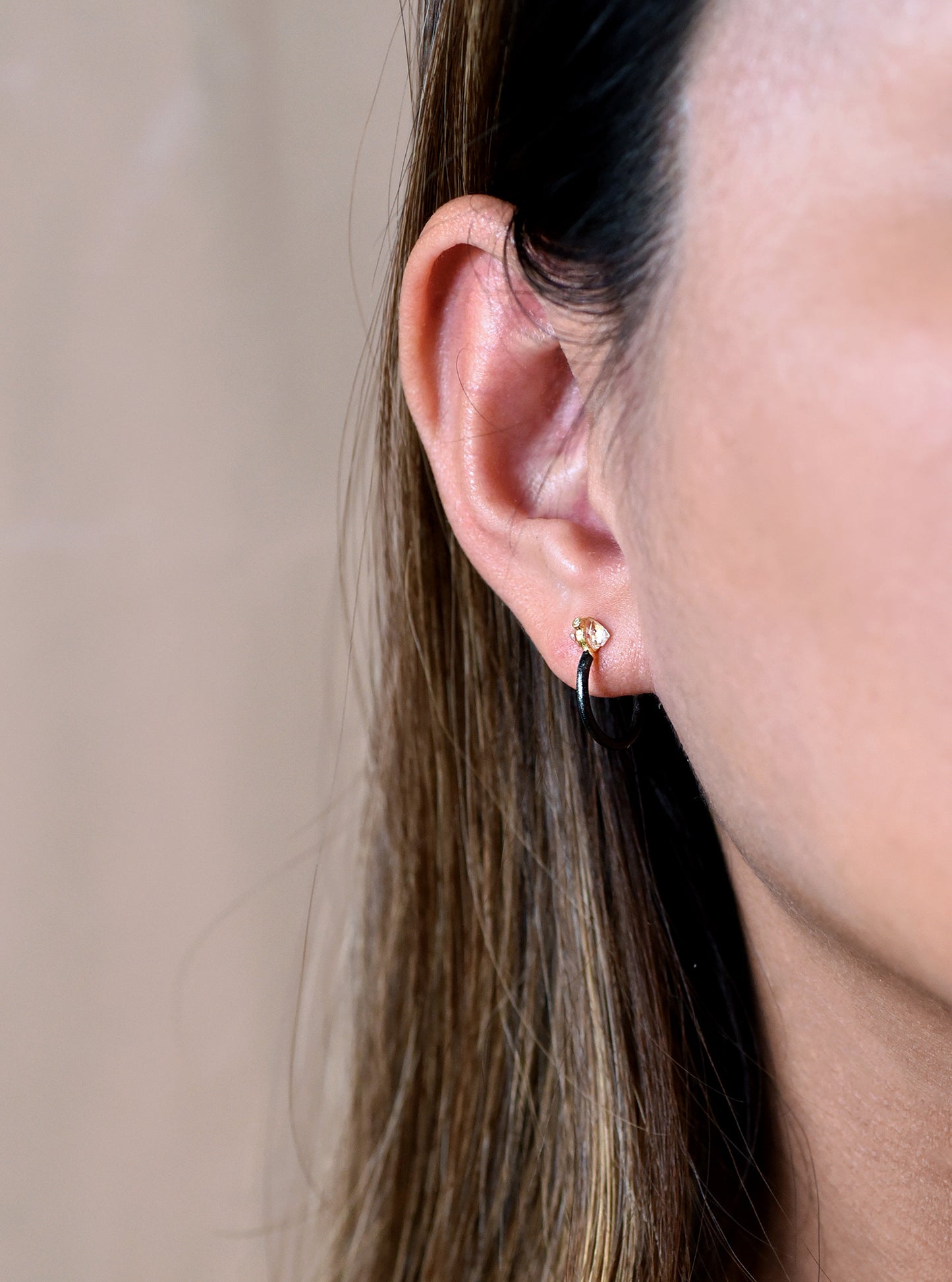 Herkimer Diamond Minimalist Hoop Earring