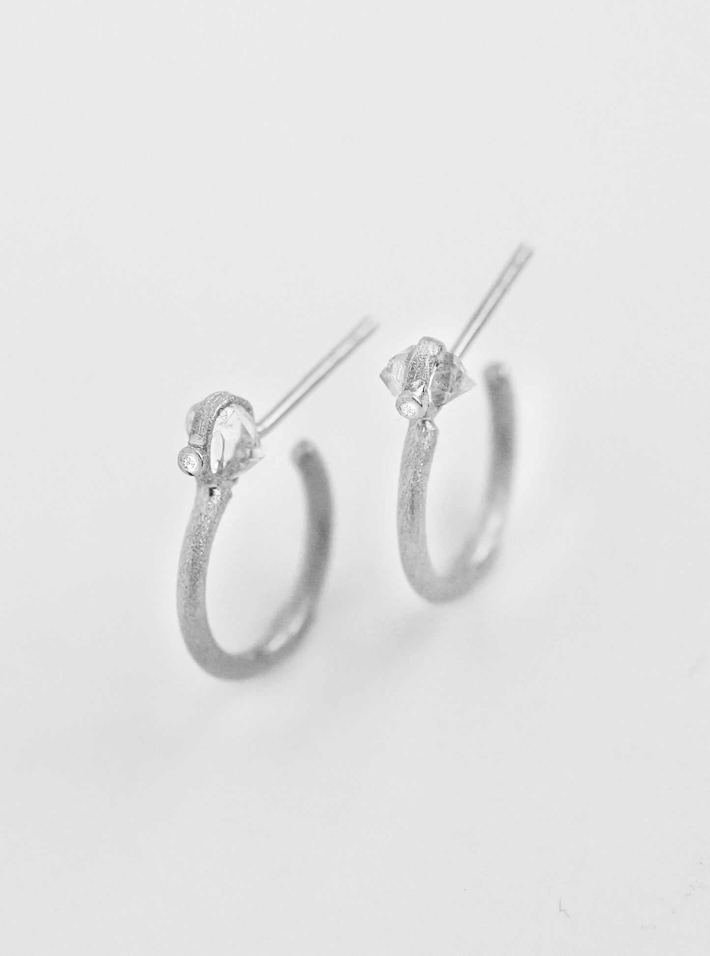 Herkimer Diamond Minimalist Hoop Earring
