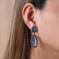 Double Freeform CZ Rim Geode Earring