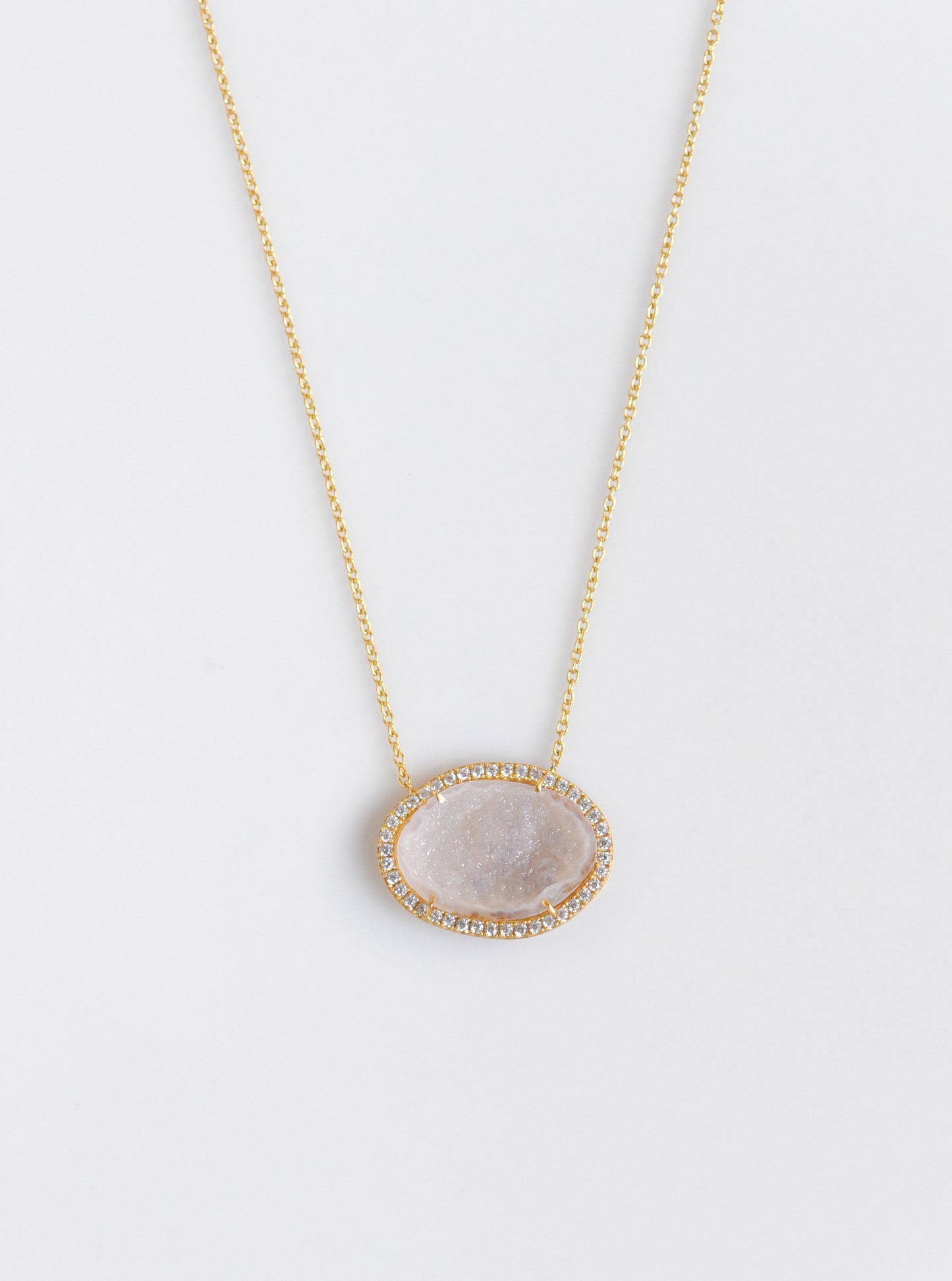 Geode Slice with Cubic Zircon Necklace