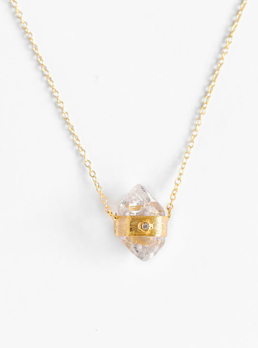 Herkimer Quartz with Diamond Necklace