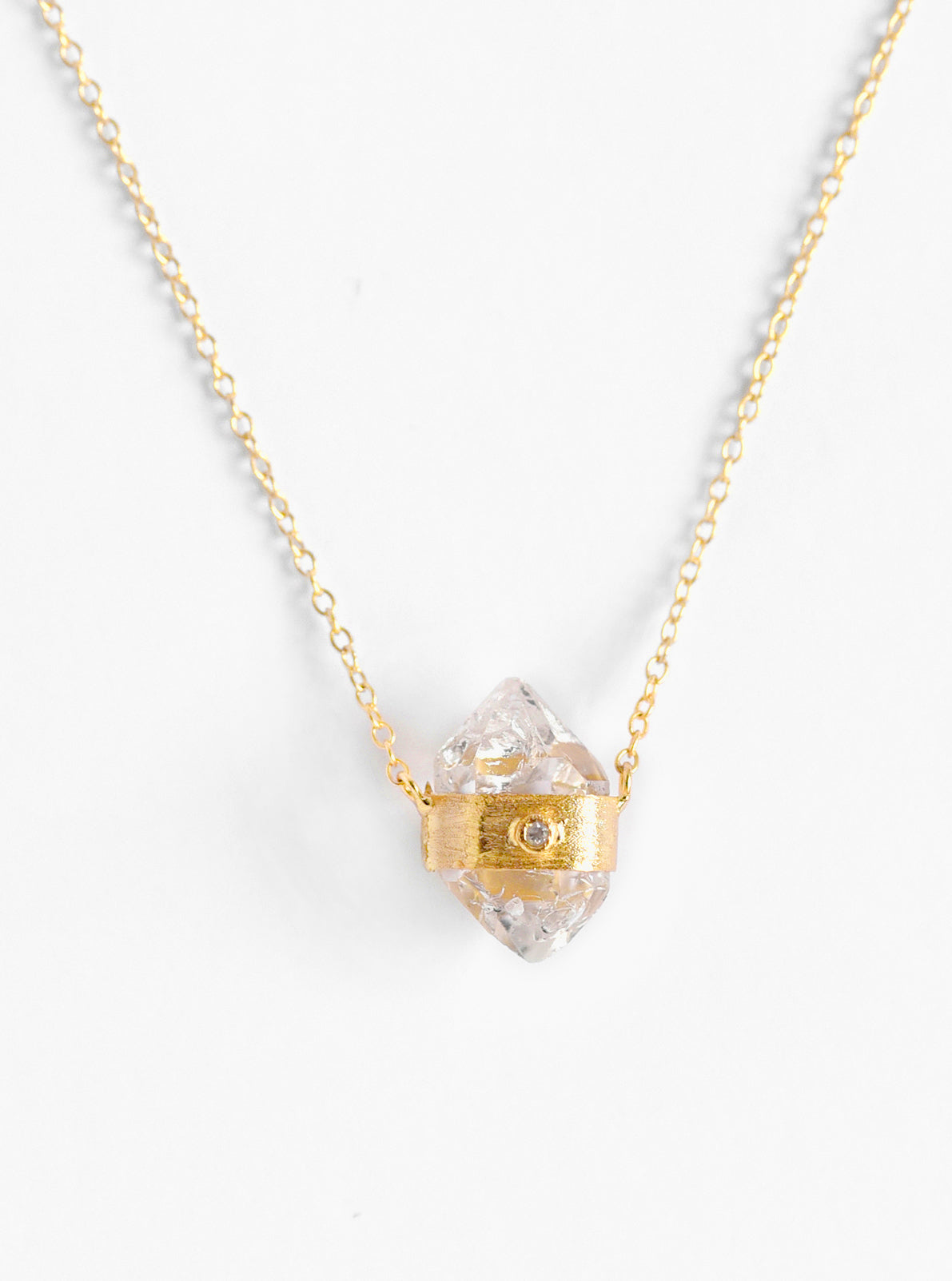 Herkimer Quartz with Diamond Necklace