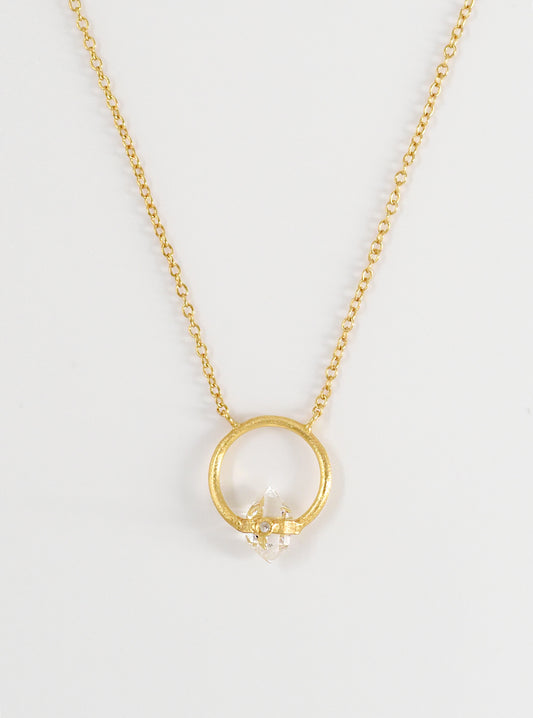 Herkimer Halo Necklace with Diamond