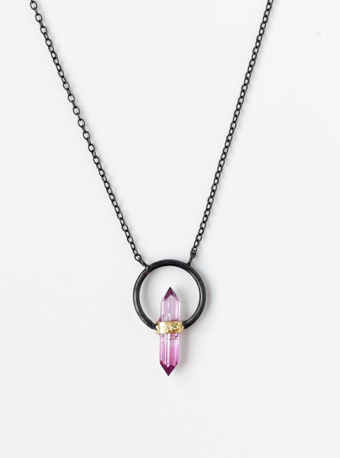 Tourmaline Halo Necklace with Diamond