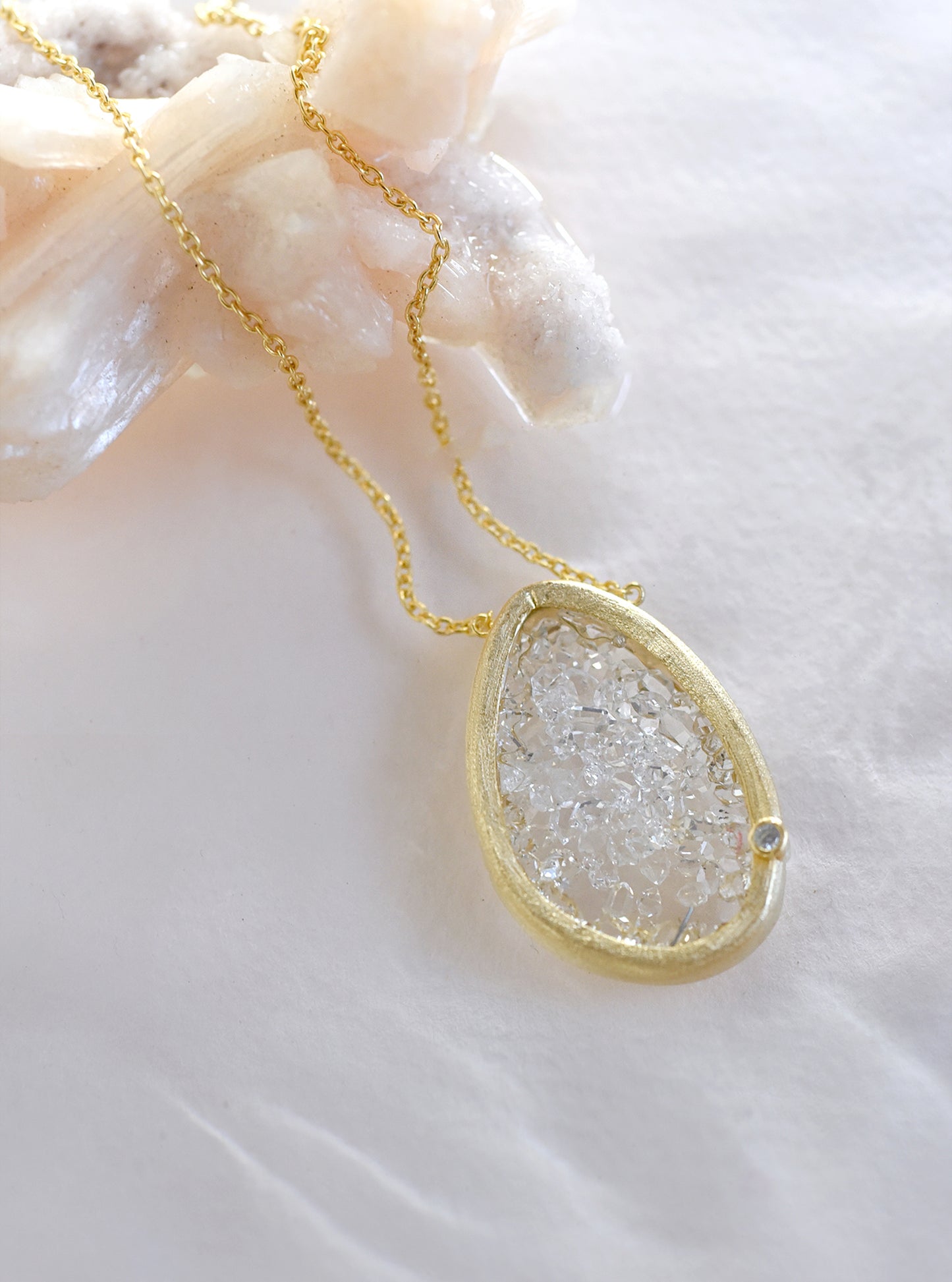Handcrafted Floating Herkimer Quartz Necklace