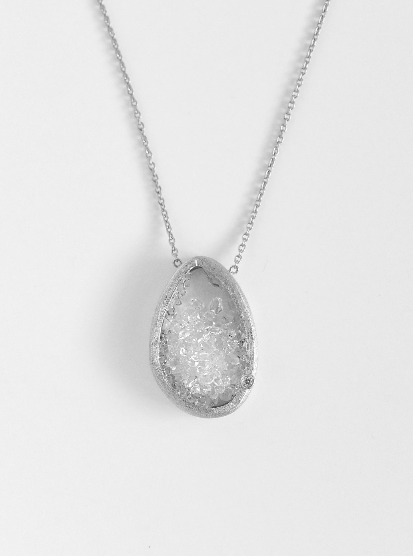 Handcrafted Floating Herkimer Quartz Necklace