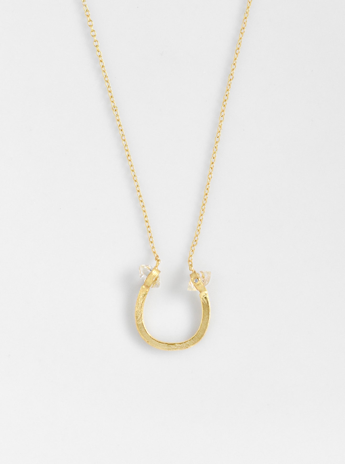 Herkimer Diamond Minimalist Horseshoe Necklace