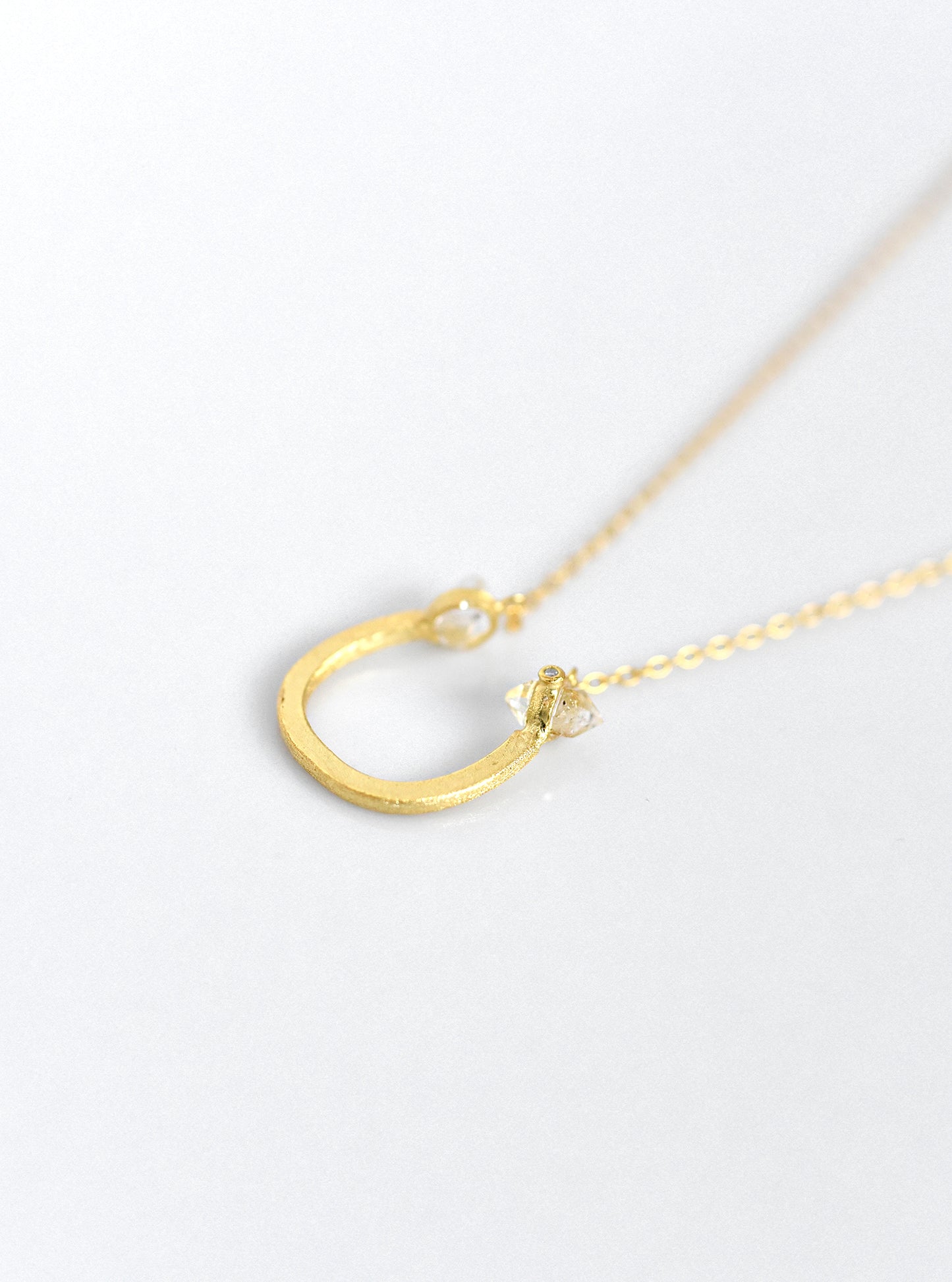 Herkimer Diamond Minimalist Horseshoe Necklace