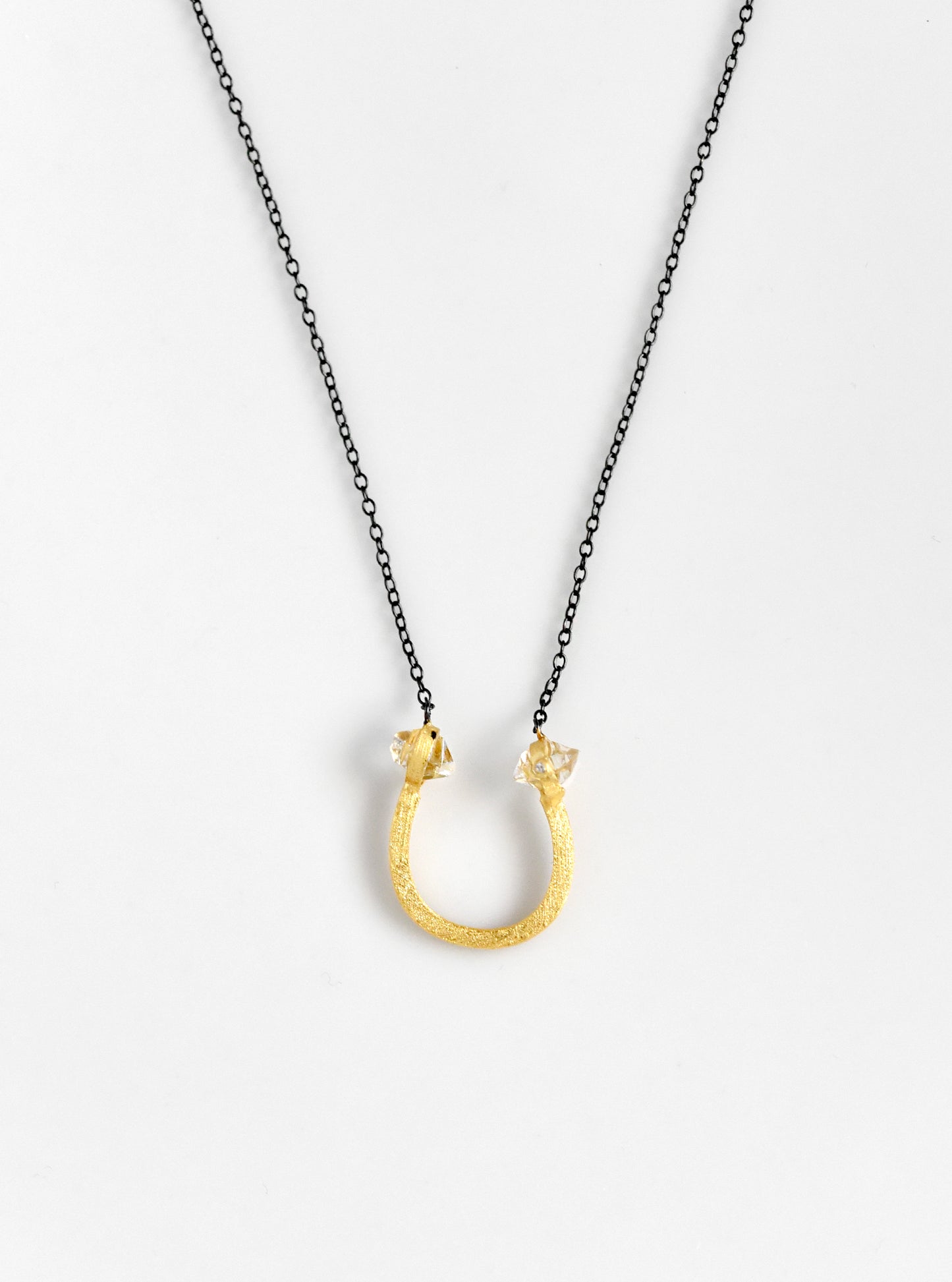 Herkimer Diamond Minimalist Horseshoe Necklace