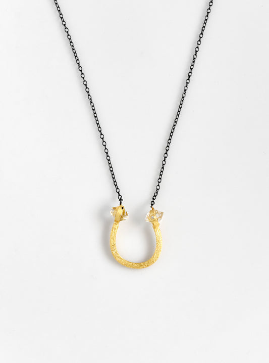 Herkimer  Diamond  Minimalist Horseshoe  Necklace