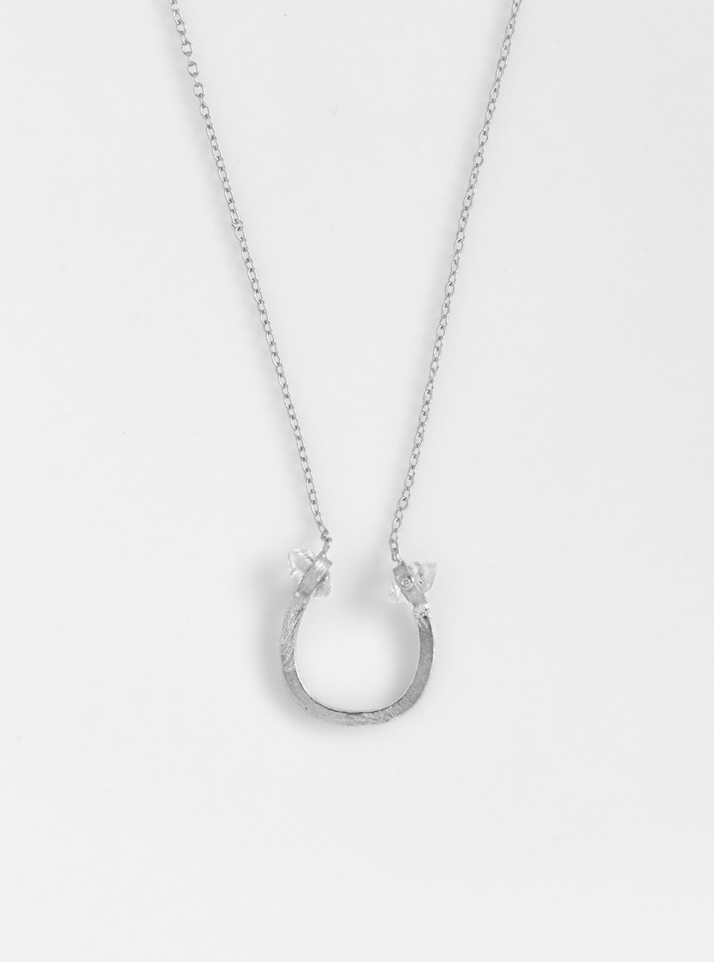 Herkimer Diamond Minimalist Horseshoe Necklace