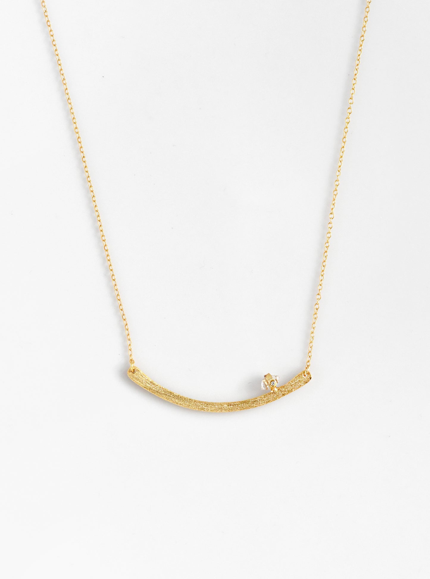 Handmade Curved Bar with Herkimer and Diamond Necklace