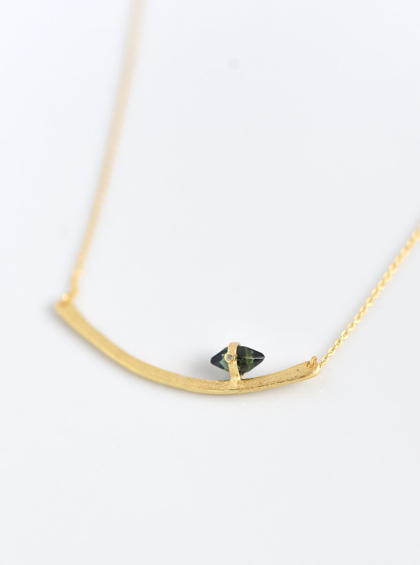 Handmade Curved Bar with Tourmaline Necklace