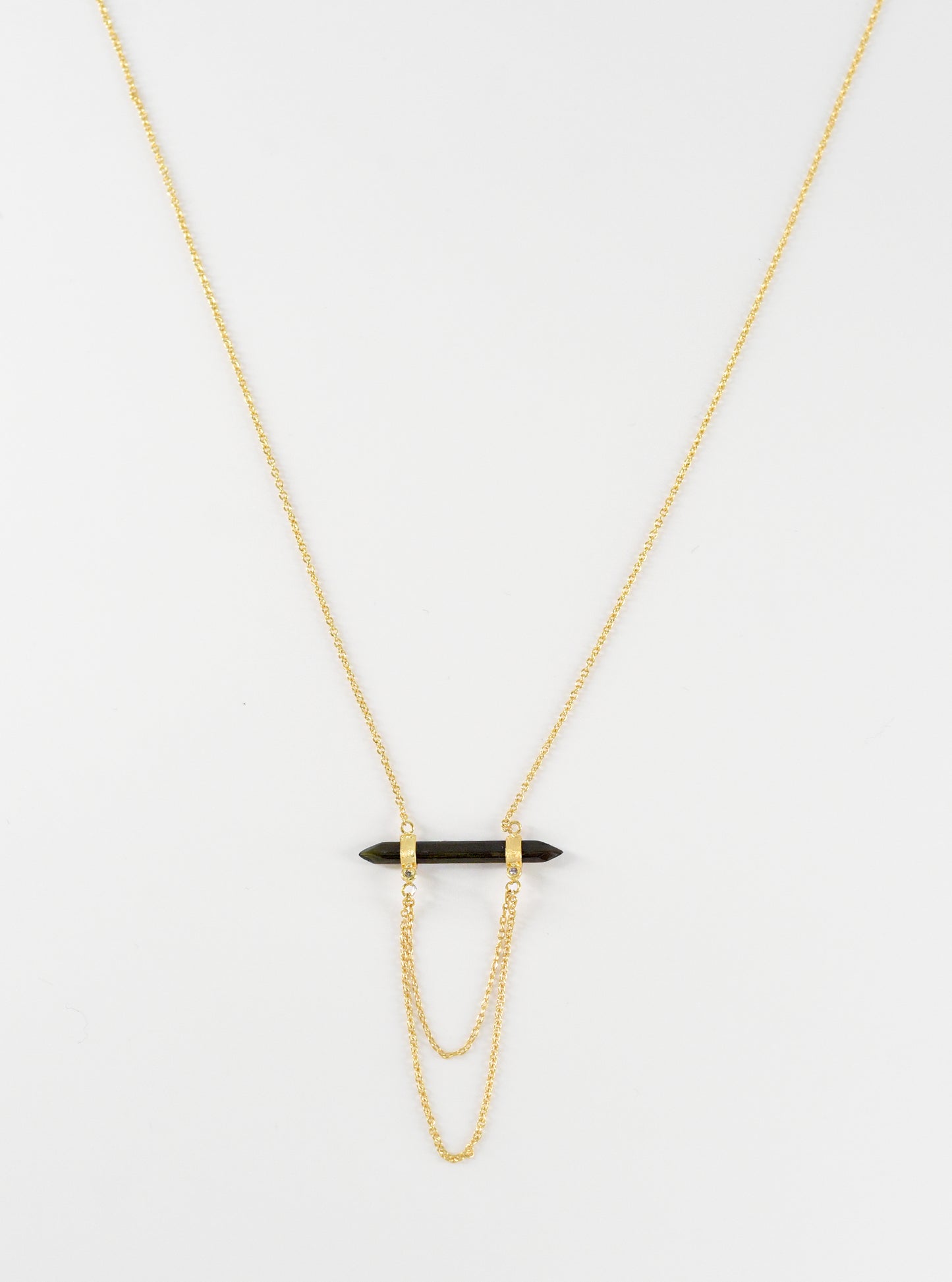 Tourmaline Bar Drop Chain with Dimond Necklace