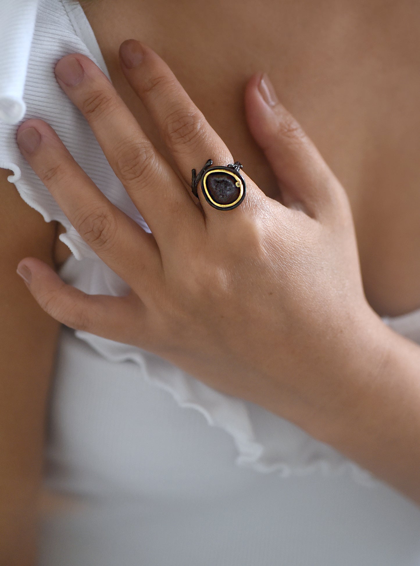 Geode Branch With Diamond Ring