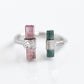 Tourmaline Parallel Double Bar With Diamond Ring