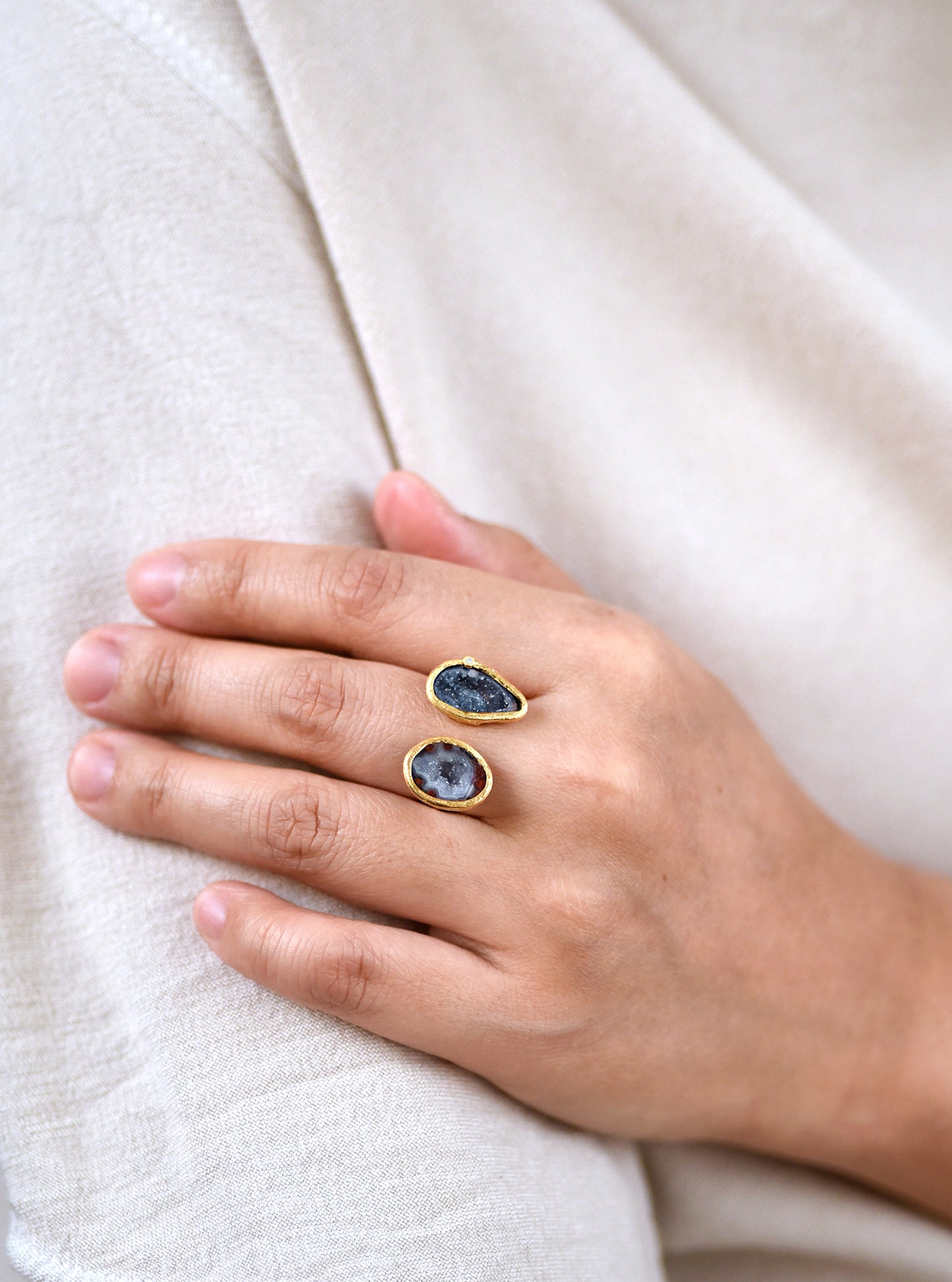 Diamond Double Geode Ring
