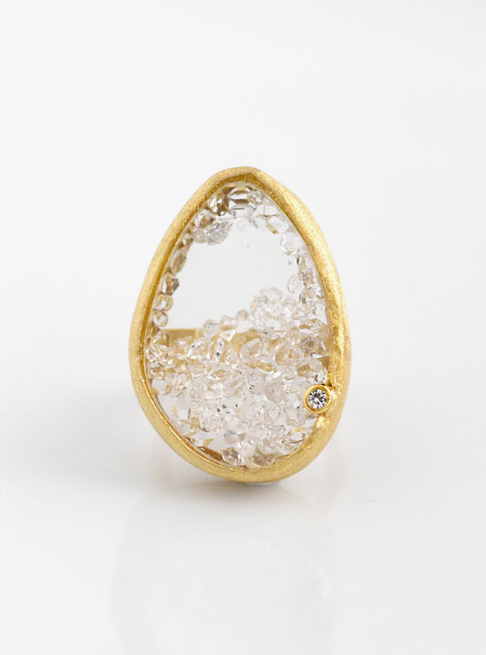 Handcrafted Floating Herkimer Diamond Ring