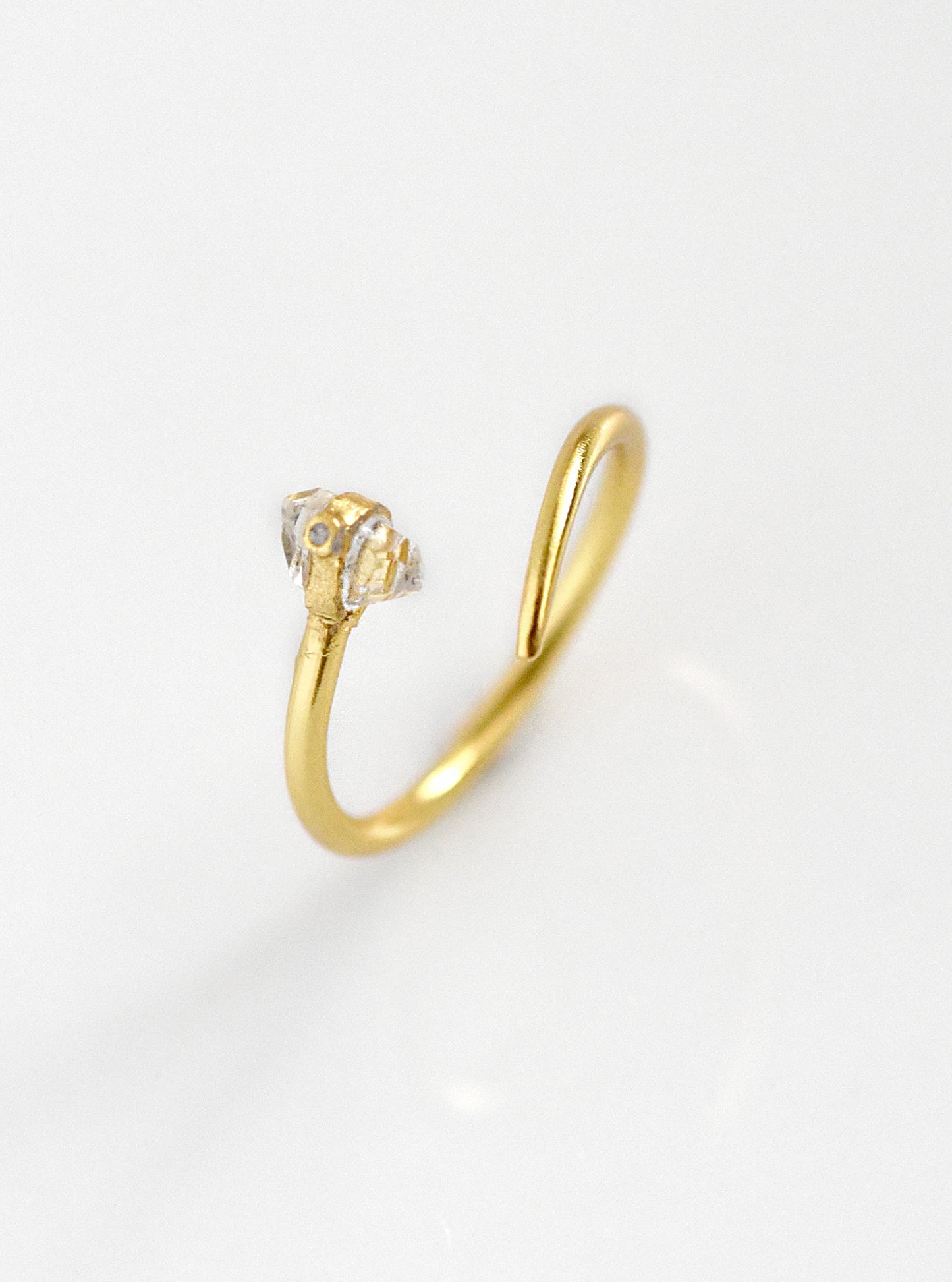 Herkimer Diamond Open Minimalist Nail Ring