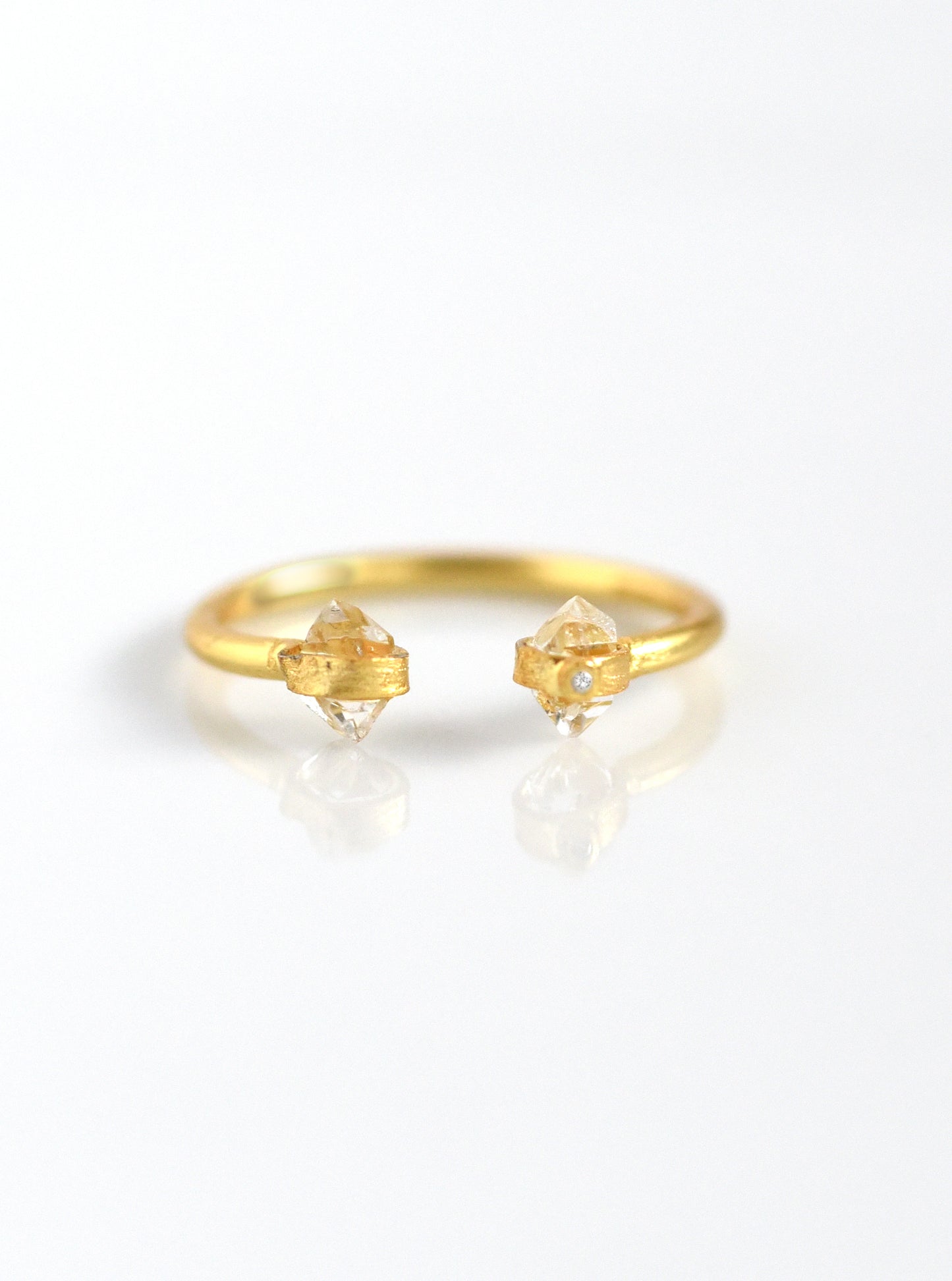 Double Quartz Herkimer Diamond Open Ring