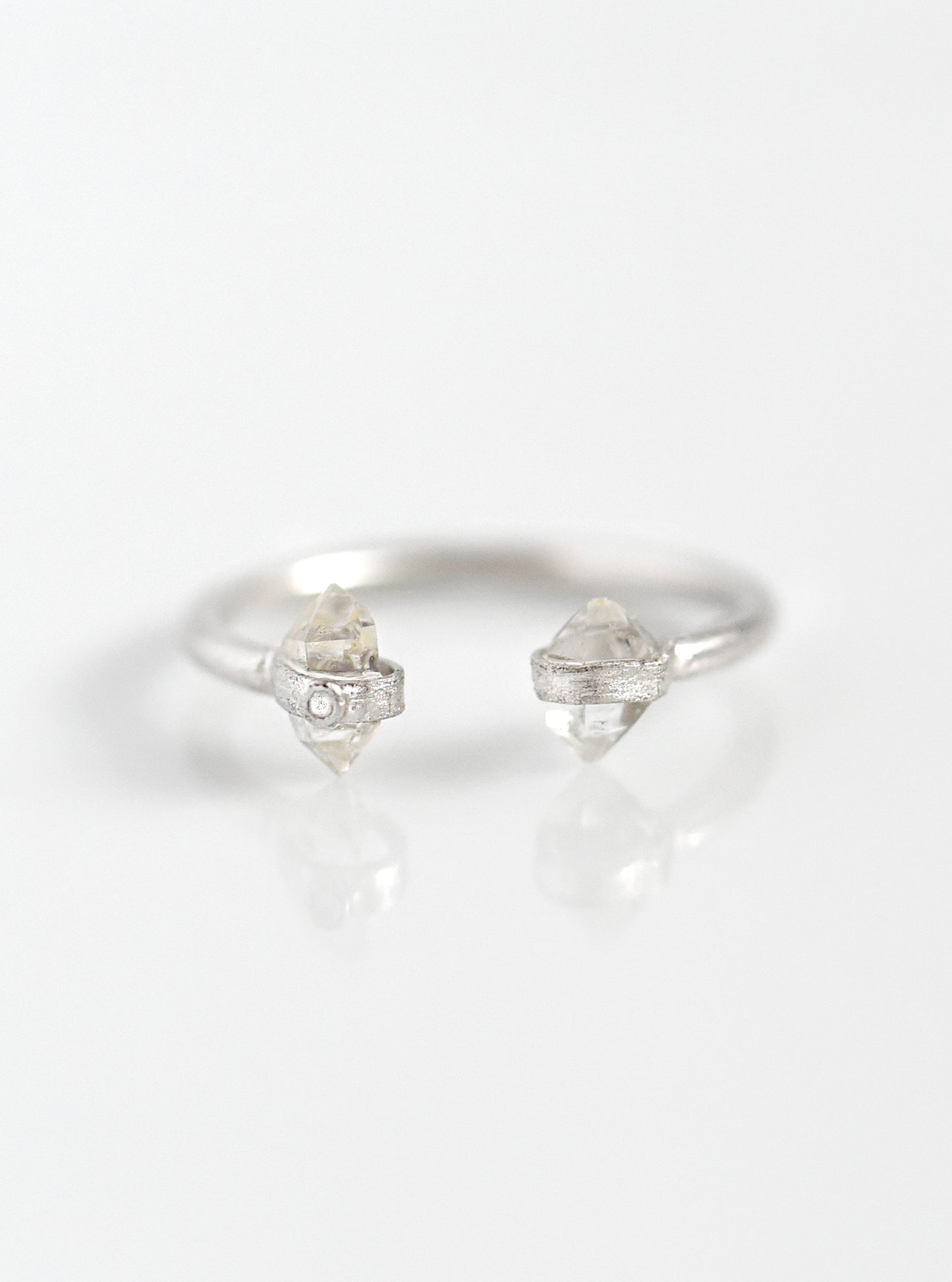 Double Quartz Herkimer Diamond Open Ring