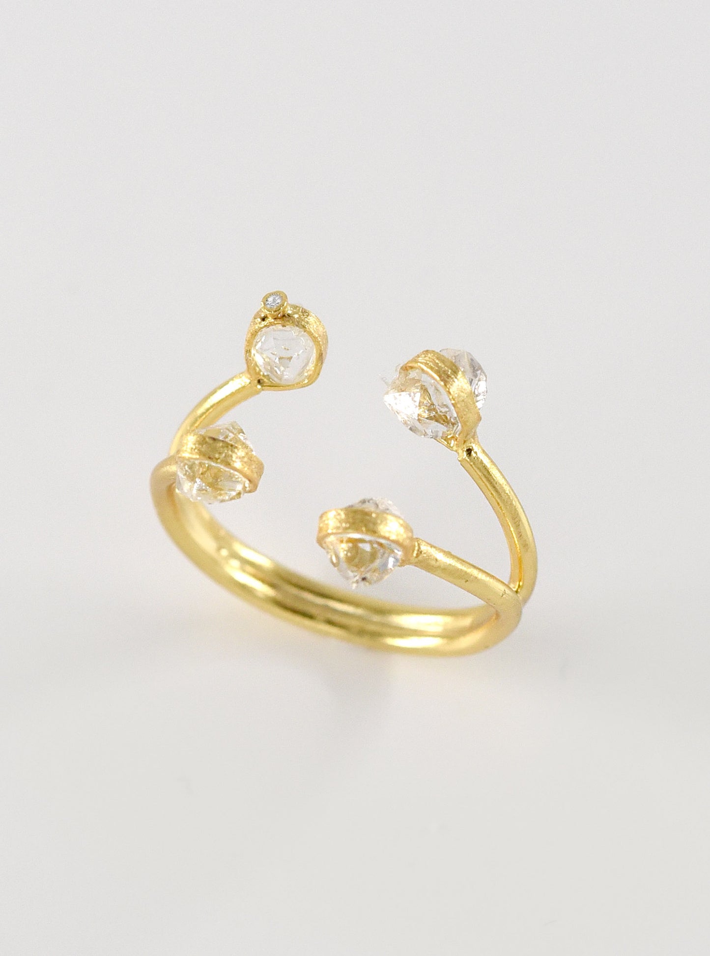 4 Prong Quartz Herkimer Diamond Open Ring
