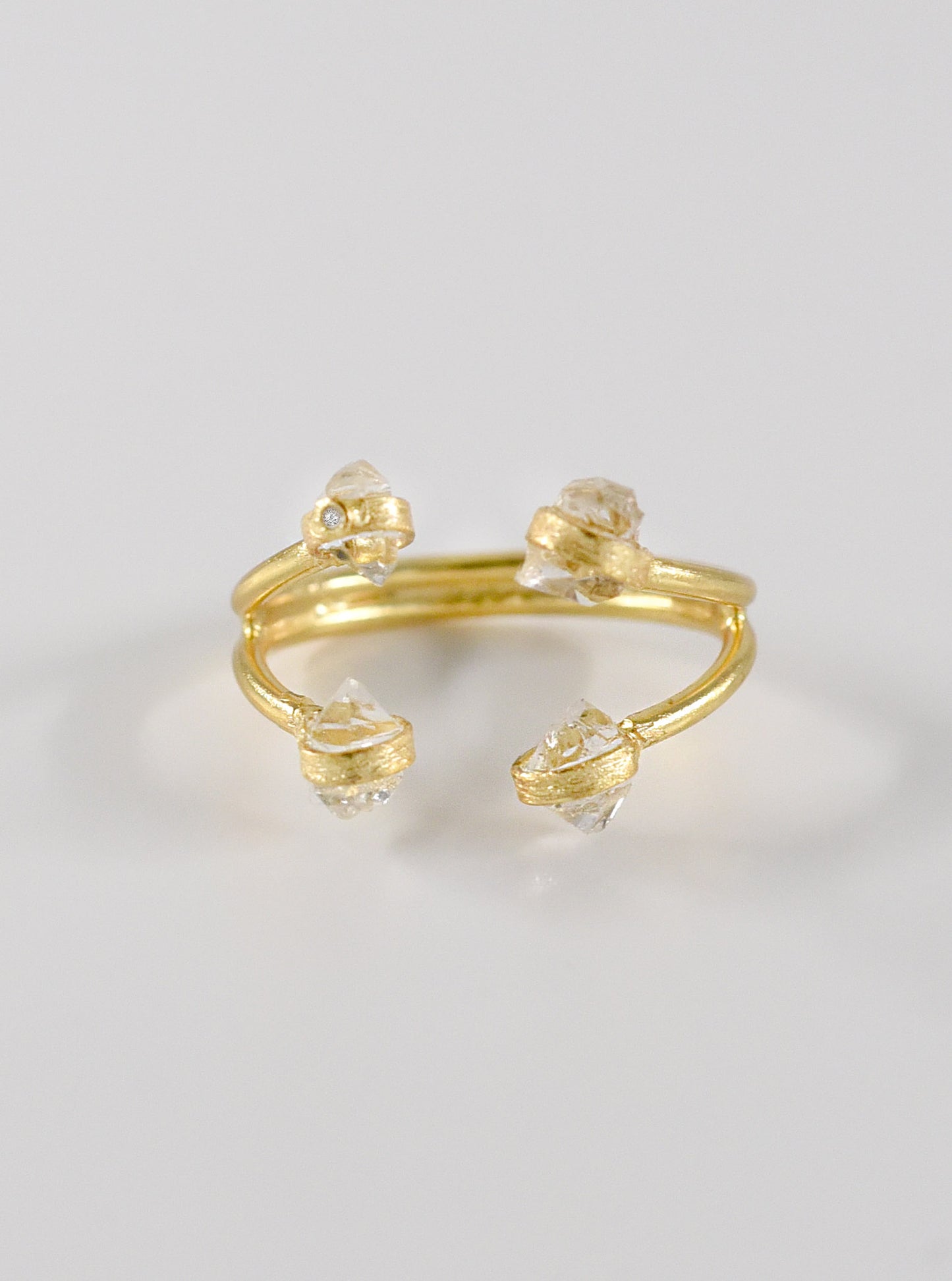 4 Prong Quartz Herkimer Diamond Open Ring