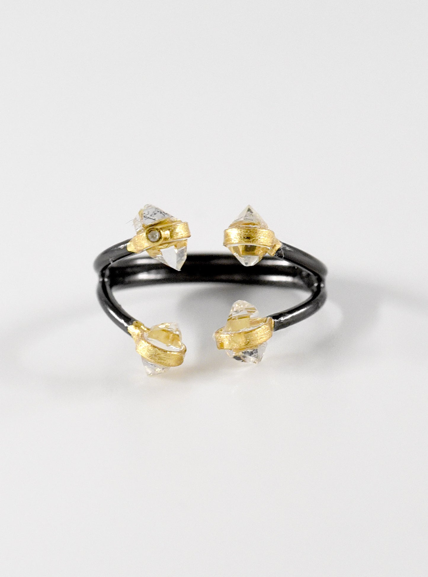 4 Prong Quartz Herkimer Diamond Open Ring