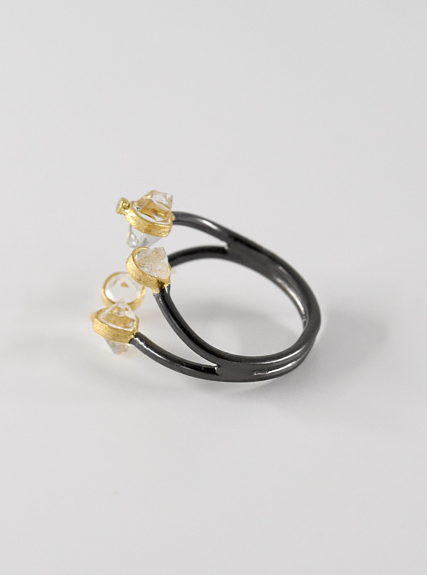 4 Prong Quartz Herkimer Diamond Open Ring